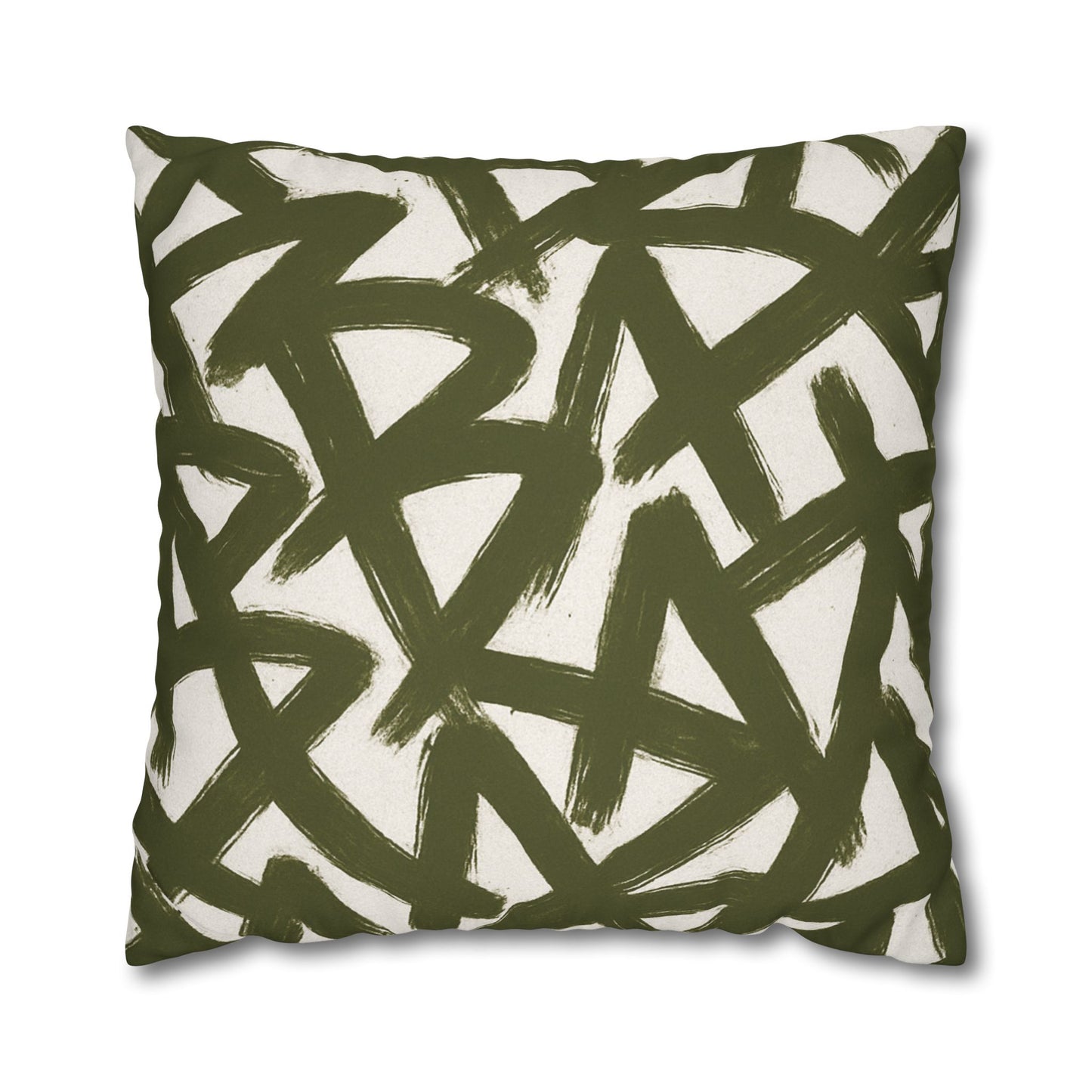 Throw Pillow Cover, Green Graffiti Brush Strokes Square Pillowcase Cover