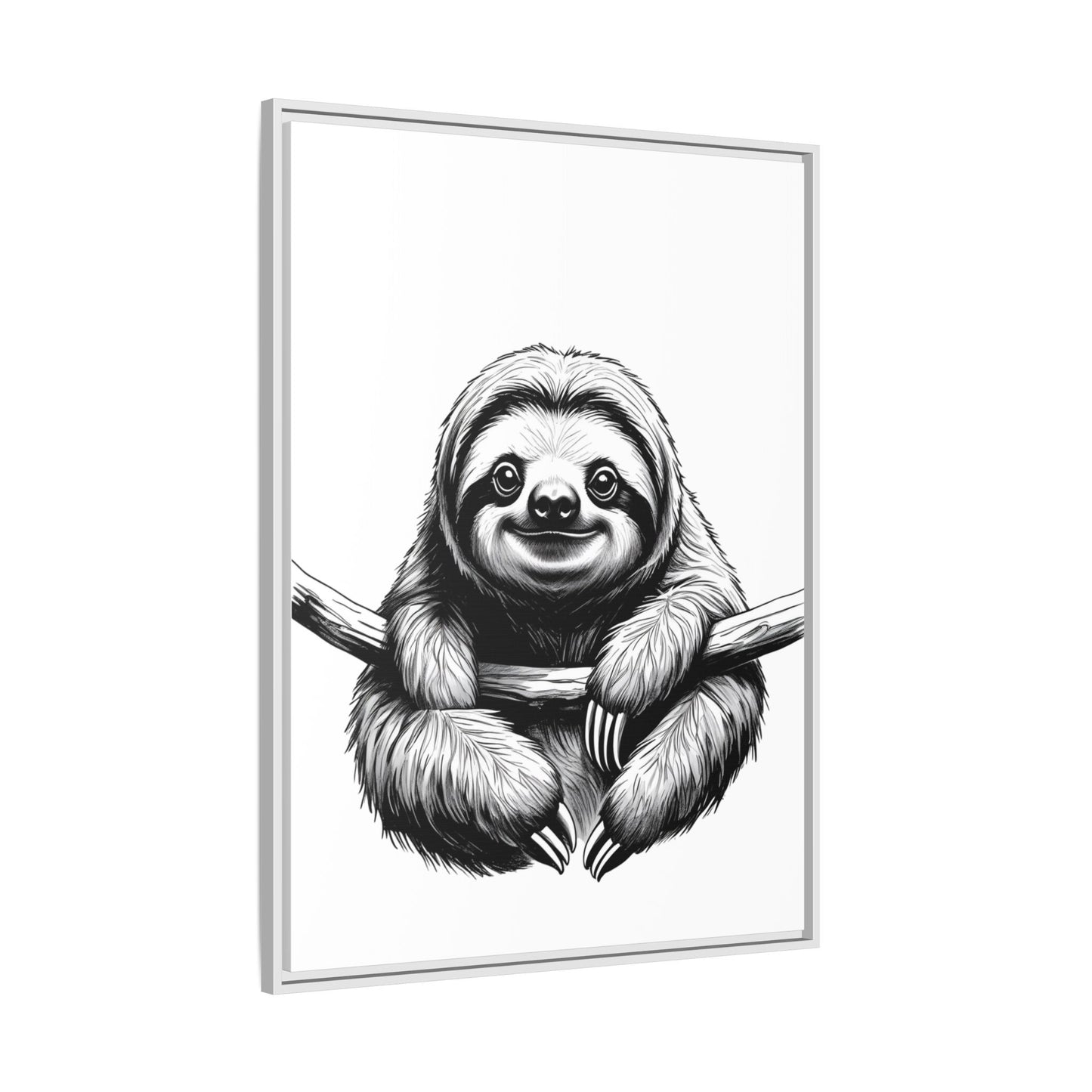 Adorable Sloth Hanging from Tree Branch Black & White Animal Wall Art, Cute Sloth Print, Jungle Theme Nursery Decor, Baby Shower Gift