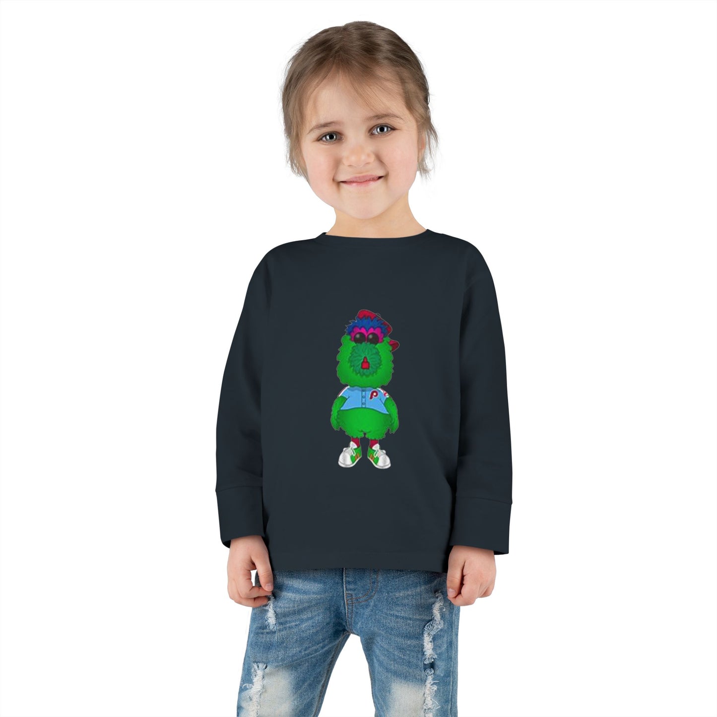 Cartoon Monster Toddler Long Sleeve Tee | Funny Baseball Fan Shirt