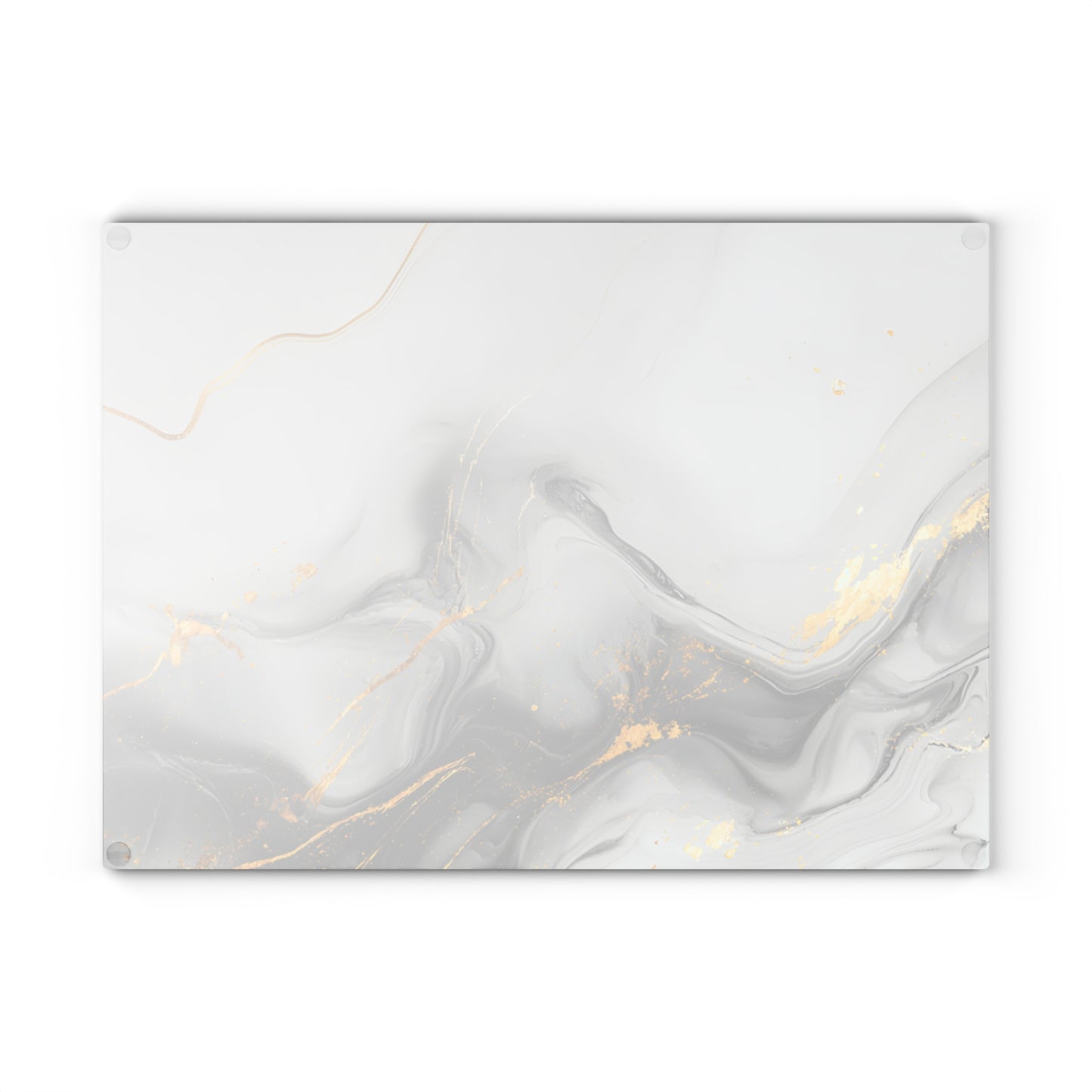 Black White Marble Glass Cutting Board | Gold Accent Kitchen Decor