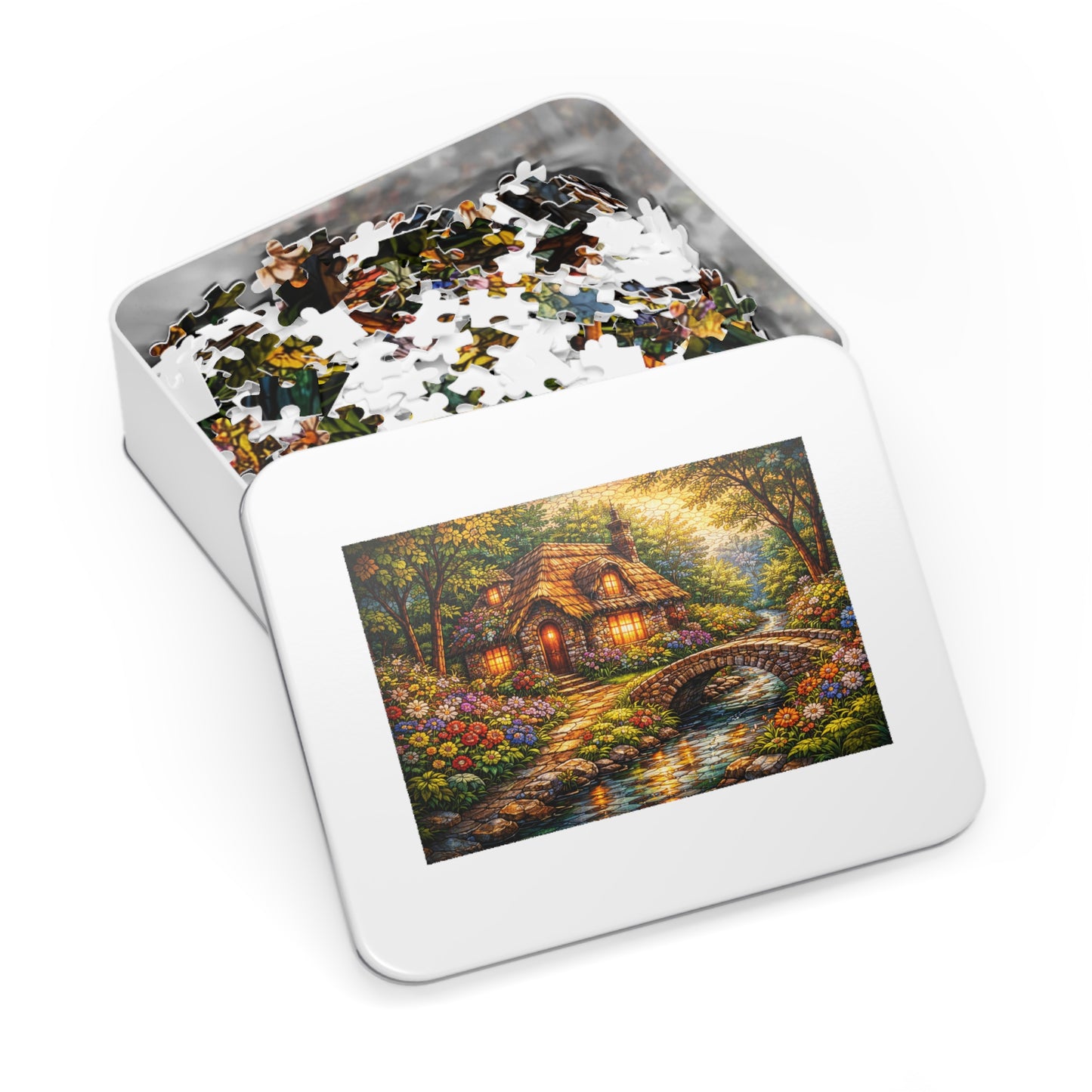 Cozy Cottage by Stream Jigsaw Puzzle