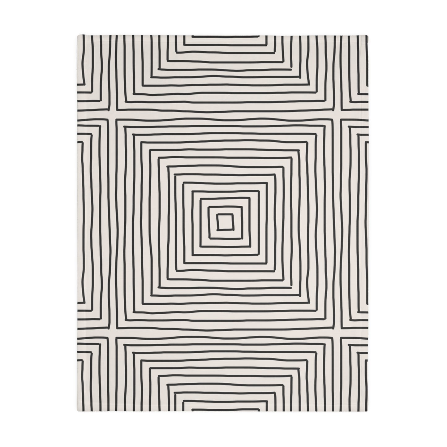 Hand-drawn Geometric Squares Blanket | Velveteen Microfiber Throw