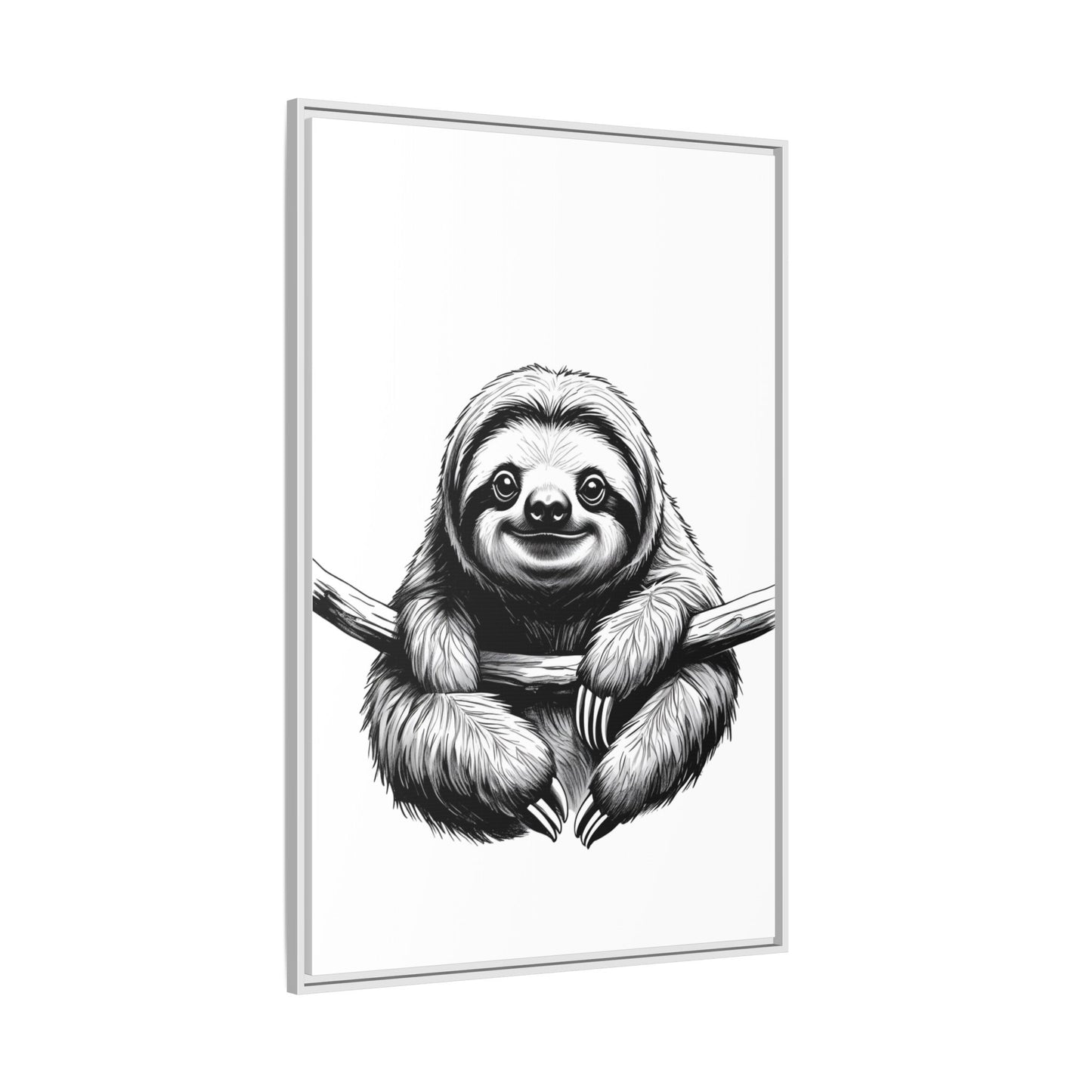 Adorable Sloth Hanging from Tree Branch Black & White Animal Wall Art, Cute Sloth Print, Jungle Theme Nursery Decor, Baby Shower Gift