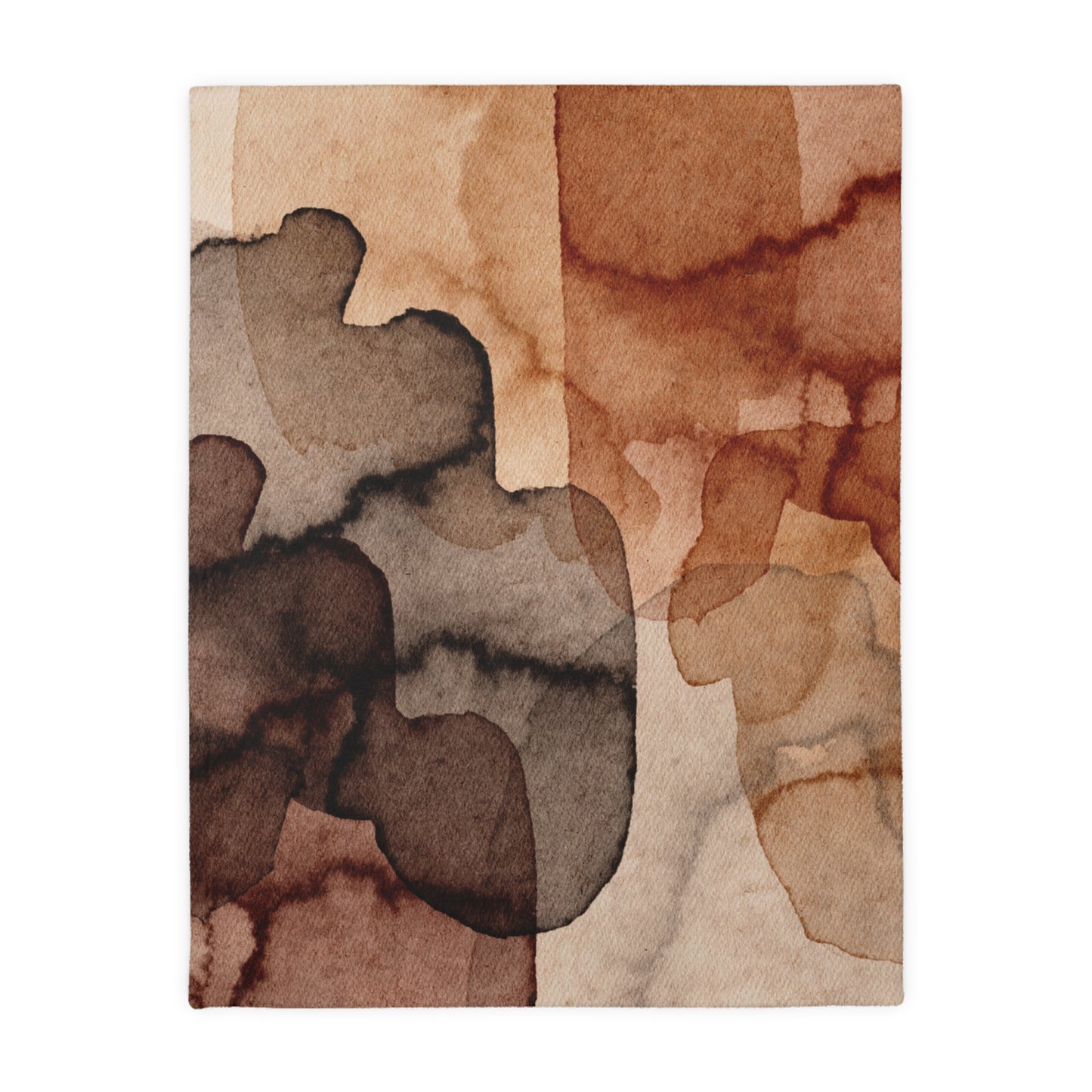 Abstract art piece with brown and beige colors on a white background
