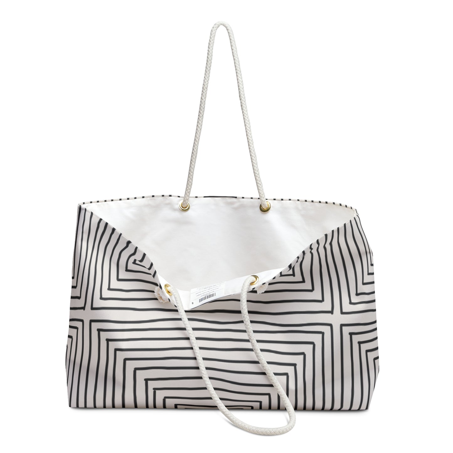 Black & White Striped Weekender Tote | Rope Handle Travel Bag