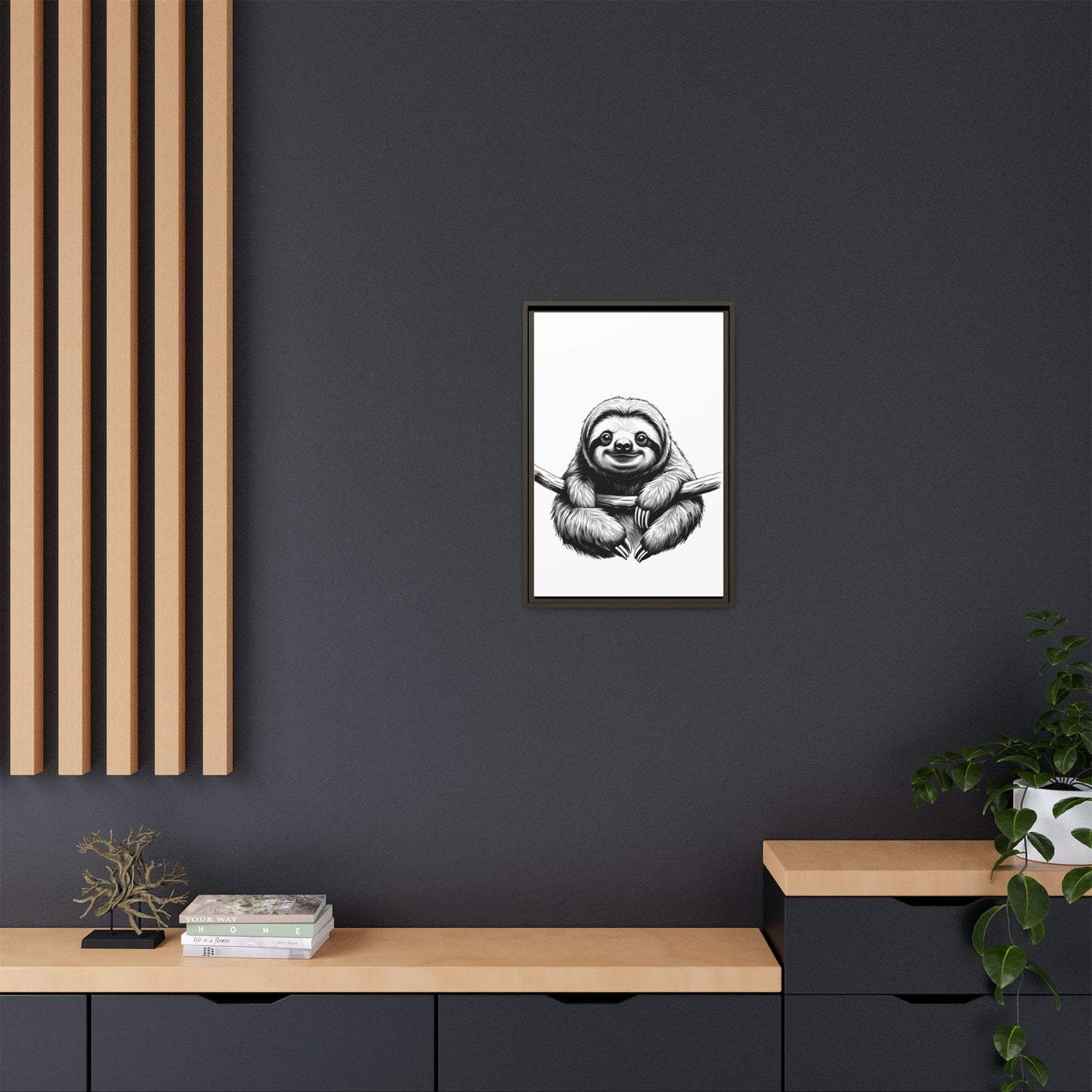 Adorable Sloth Hanging from Tree Branch Black & White Animal Wall Art, Cute Sloth Print, Jungle Theme Nursery Decor, Baby Shower Gift