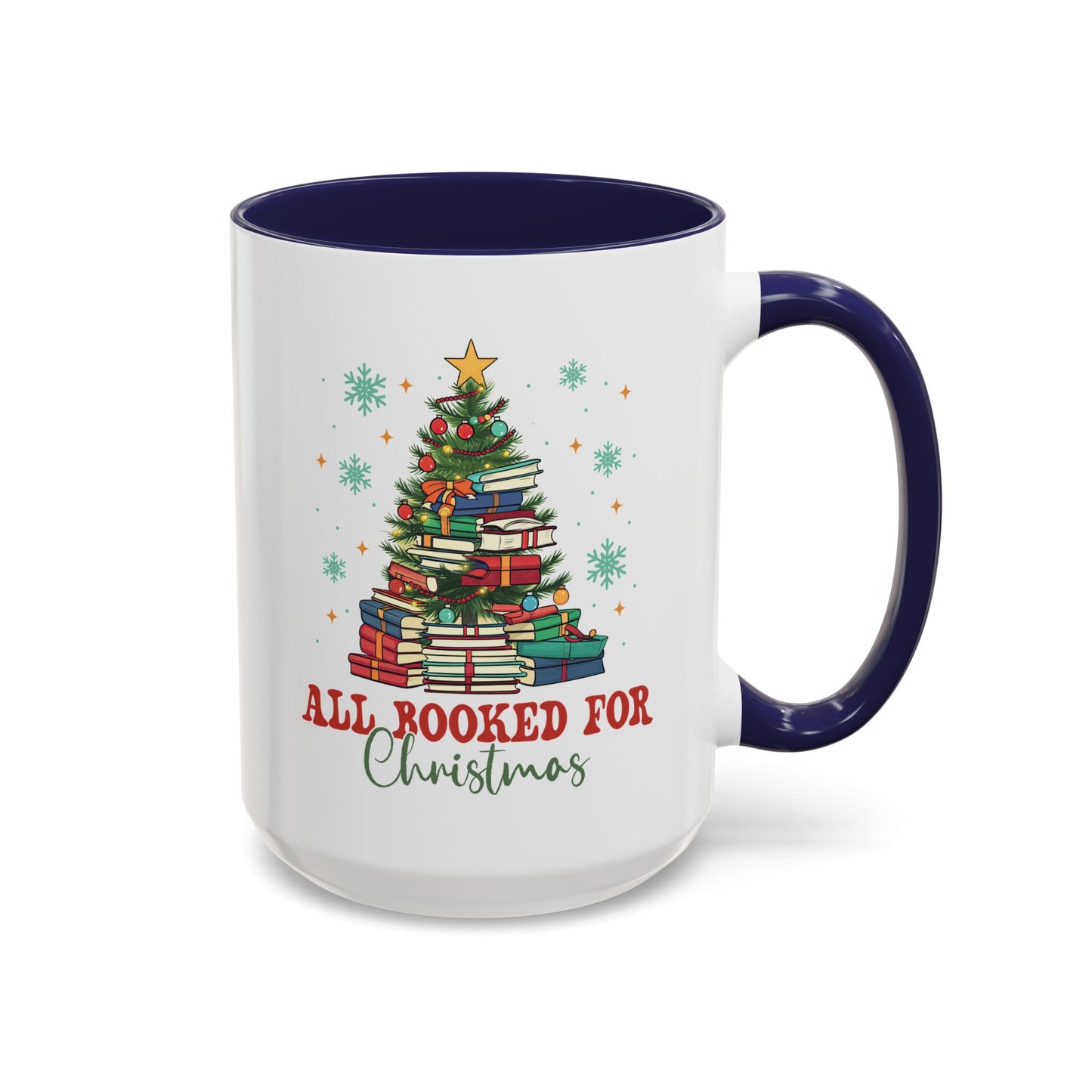 Christmas Booked Coffee Mug (11, 15oz) Holiday Book Lover Gift Festive Reading Mug Xmas Tree Teacher Gift