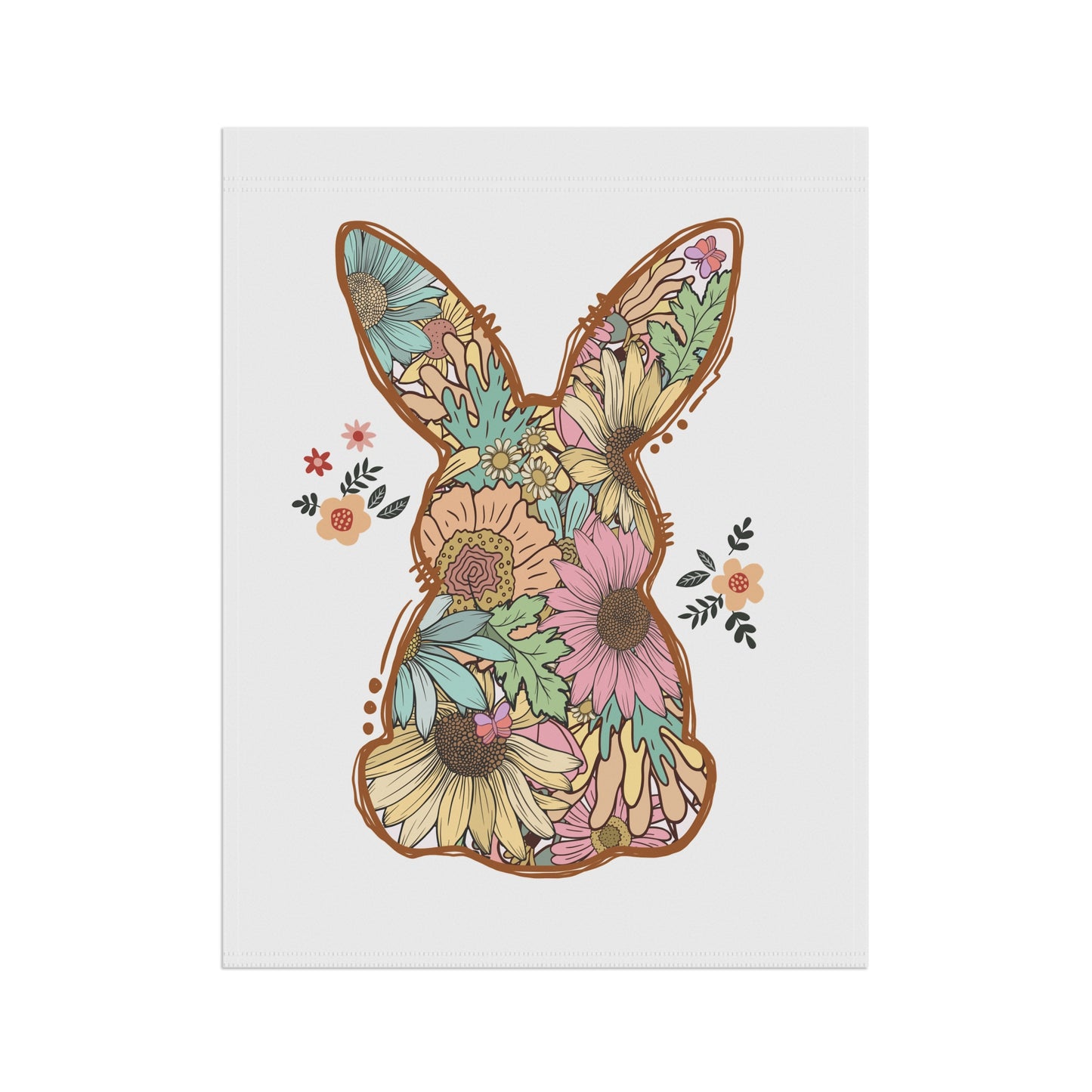 Floral Bunny Garden Flag | Spring Easter Yard Flag | Boho Rabbit Outdoor Decorgn