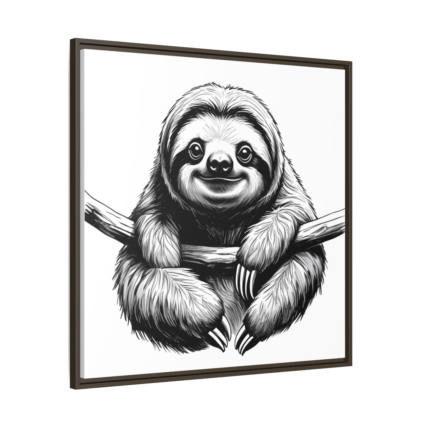 Adorable Sloth Hanging from Tree Branch Black & White Animal Wall Art, Cute Sloth Print, Jungle Theme Nursery Decor, Baby Shower Gift