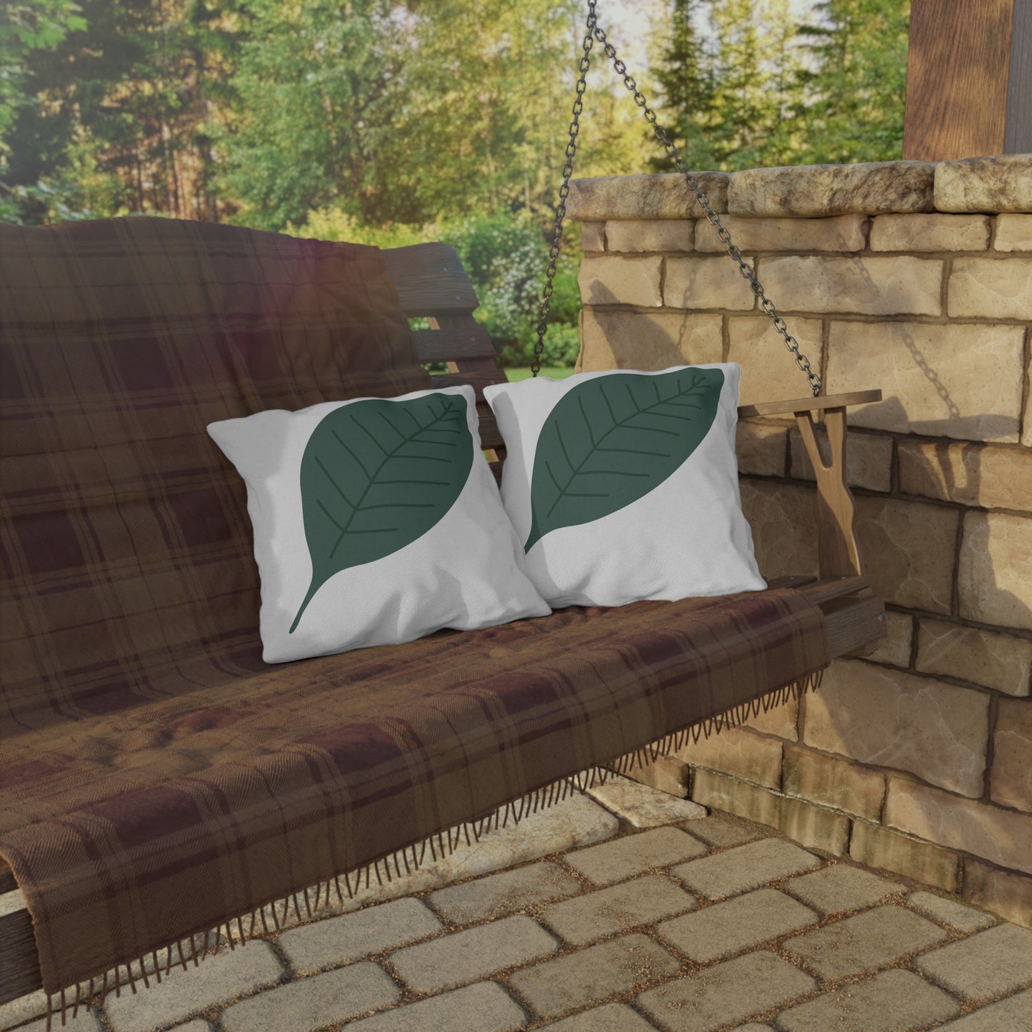 Leaf Botanical Outdoor Pillow – Tropical Green Patio Cushion