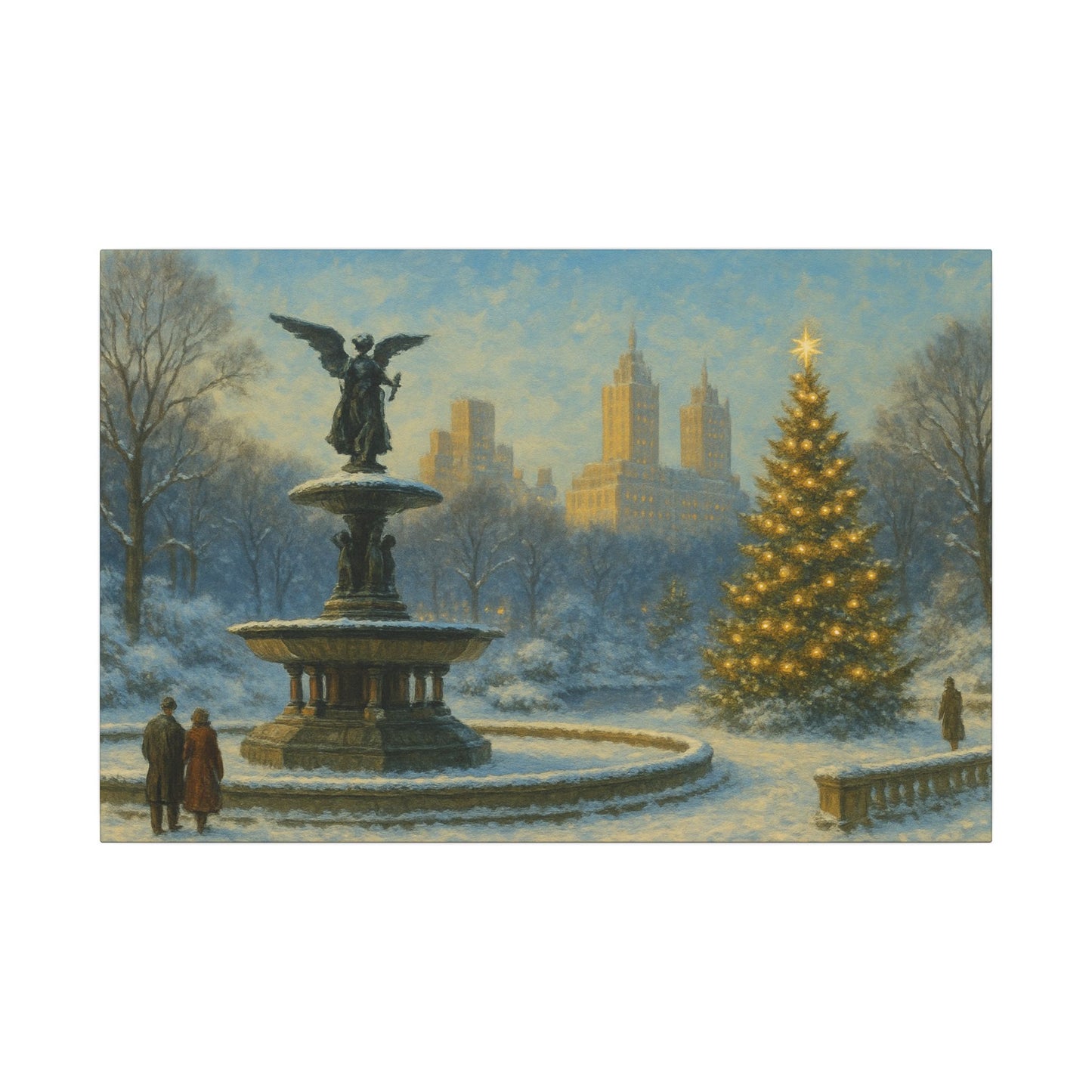 Vintage Christmas's Canvas, Bethesda Terrace Christmas Canvas Print, Central Park NYC  Art