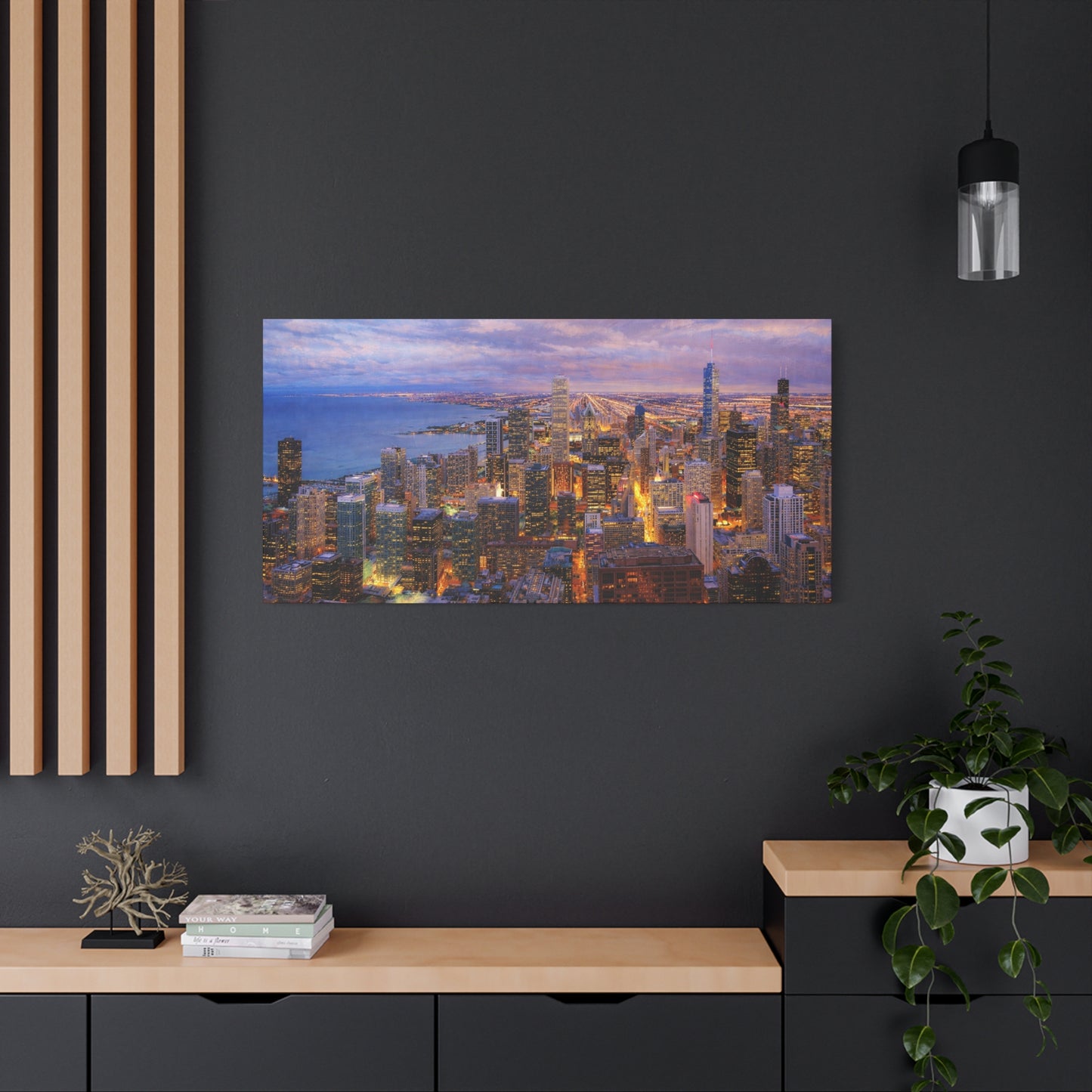 Chicago Skyline Canvas Wall Art – Sunset Cityscape Print, Downtown Chicago Decor, Urban Skyline Wall Decor