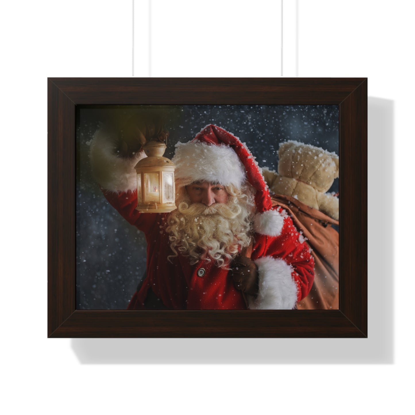 Christmas Wall Art Vintage Santa Claus with Lantern and Toy Bag | Vintage Mantle Art