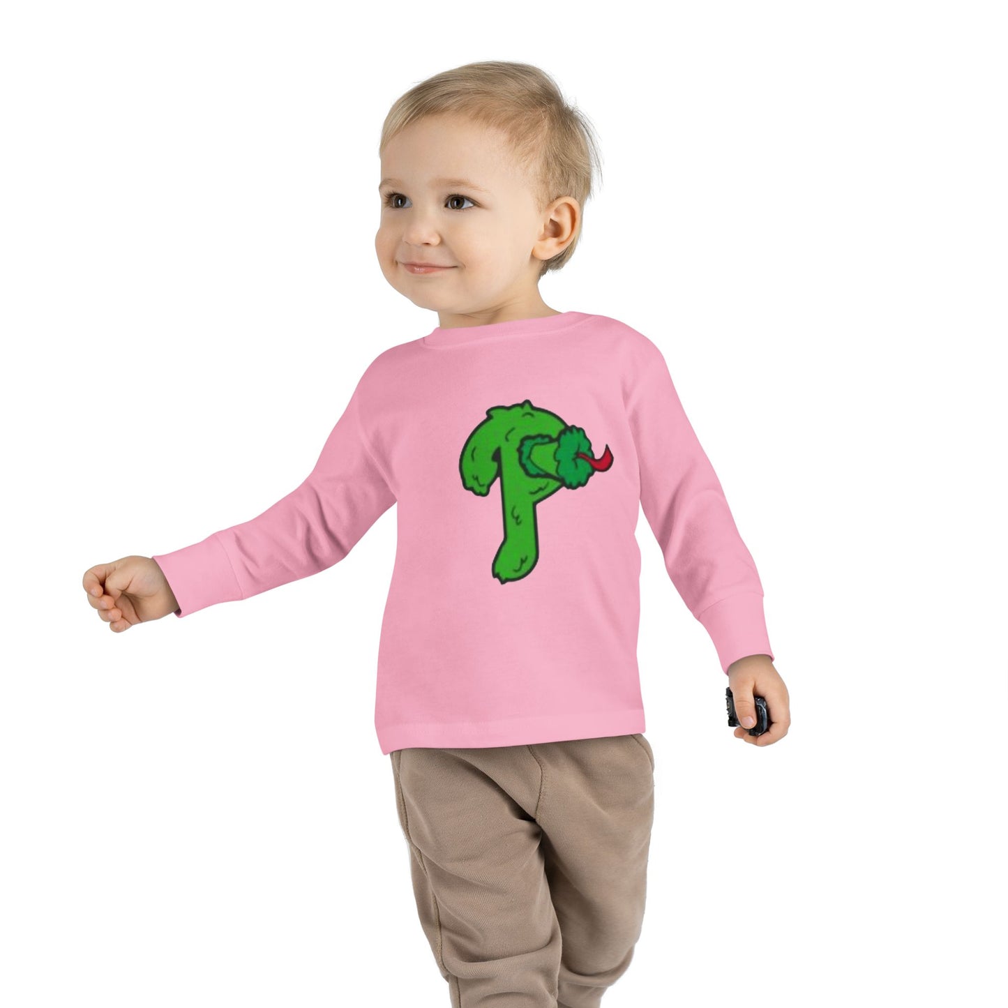 Funny Cartoon Mascot Toddler Long Sleeve Tee | Baseball Fan T-Shirt
