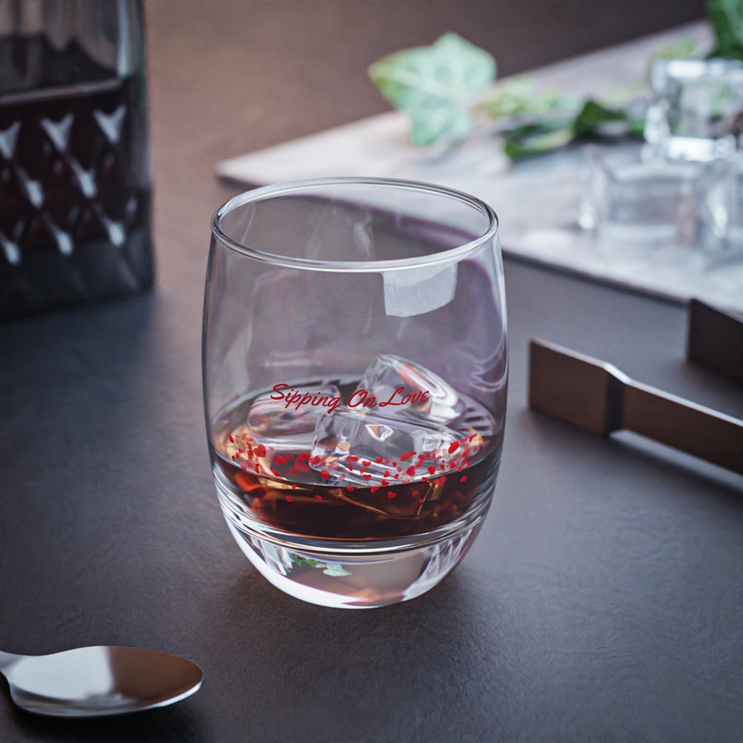 Sipping on Love Whiskey Glass | Heart Valentine Gift Glassware
