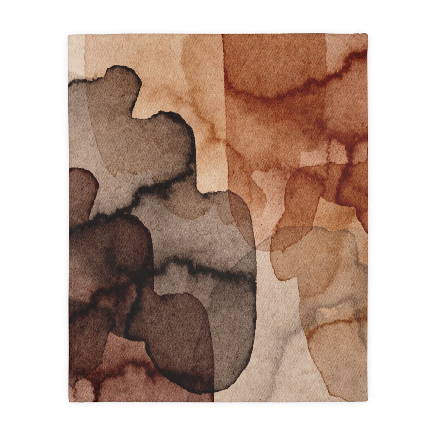 Abstract art piece with brown and beige colors on a white background