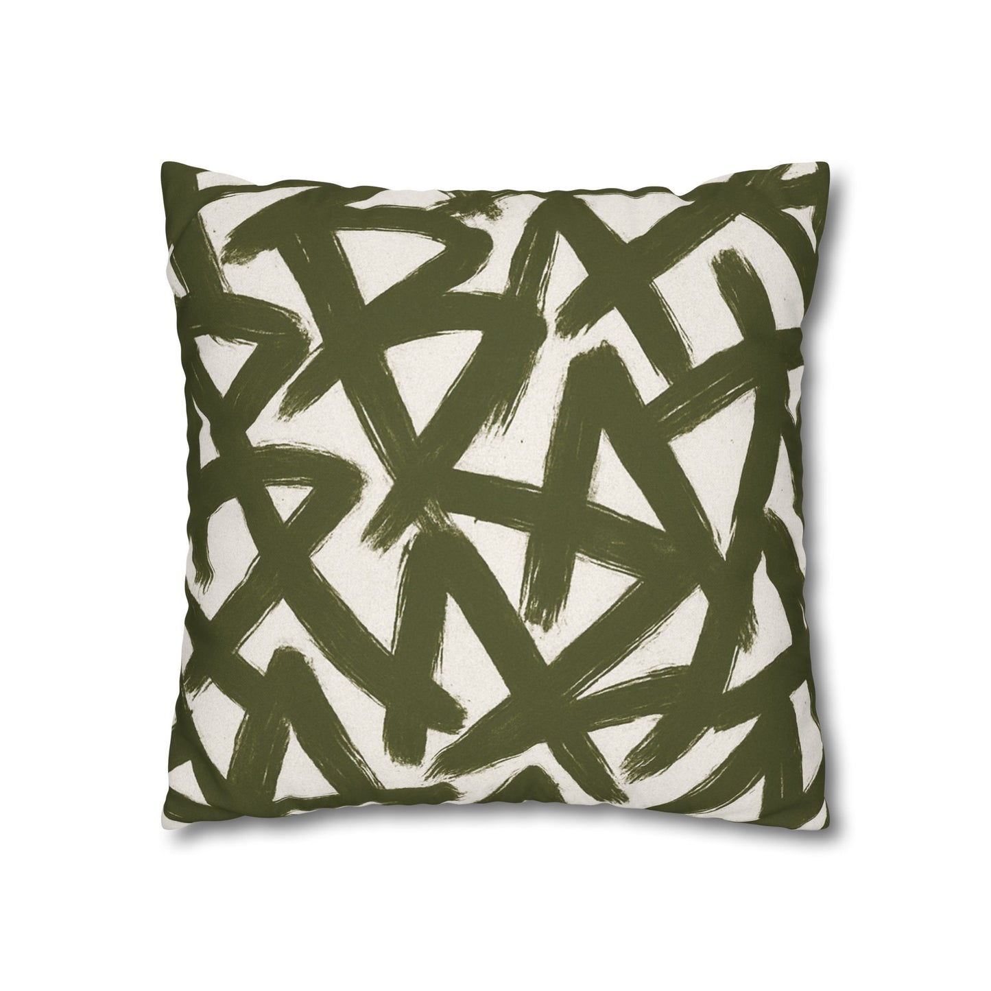 Throw Pillow Cover, Green Graffiti Brush Strokes Square Pillowcase Cover