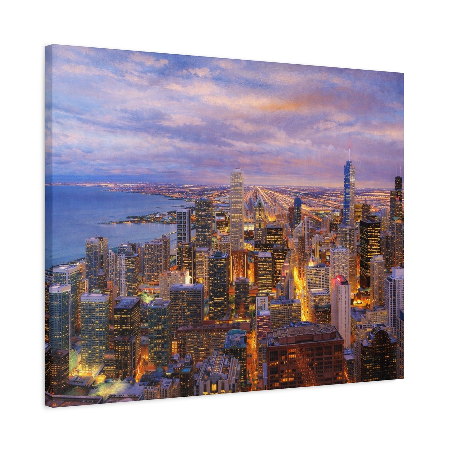 Chicago Skyline Canvas Wall Art – Sunset Cityscape Print, Downtown Chicago Decor, Urban Skyline Wall Decor