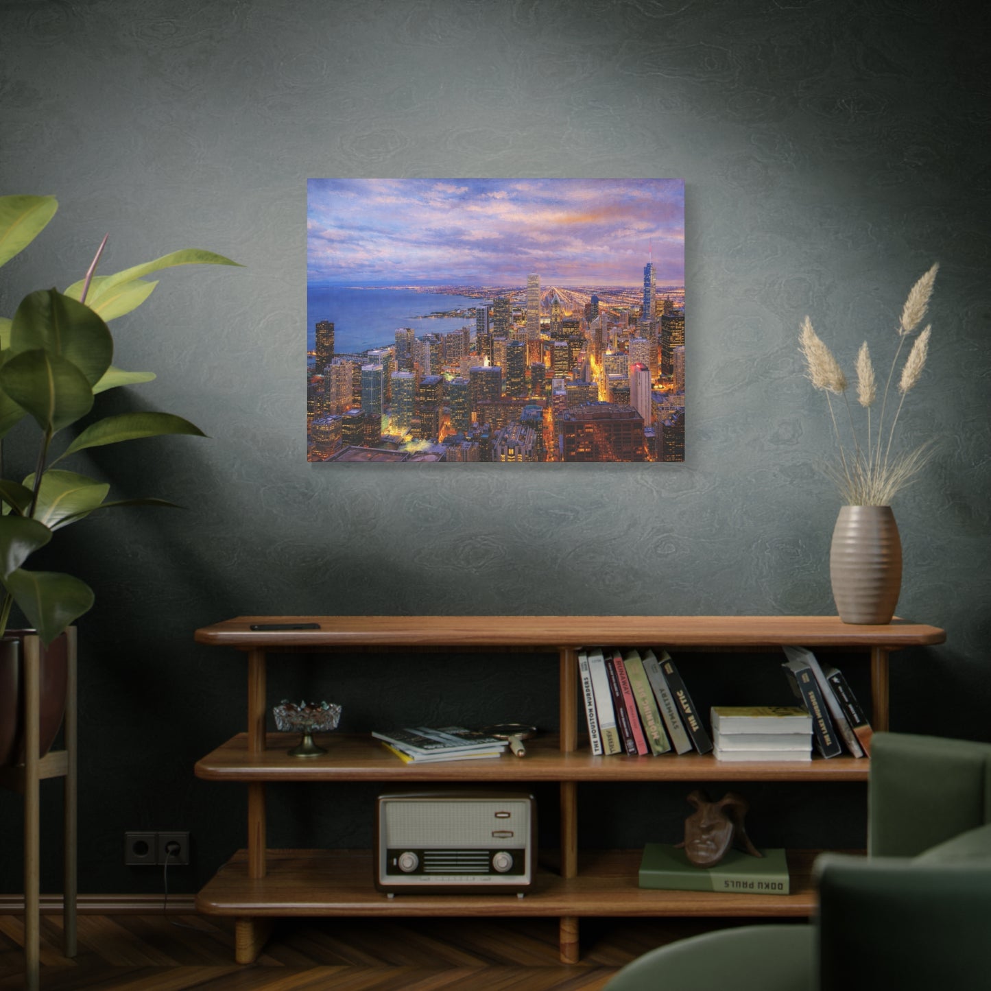 Chicago Skyline Canvas Wall Art – Sunset Cityscape Print, Downtown Chicago Decor, Urban Skyline Wall Decor
