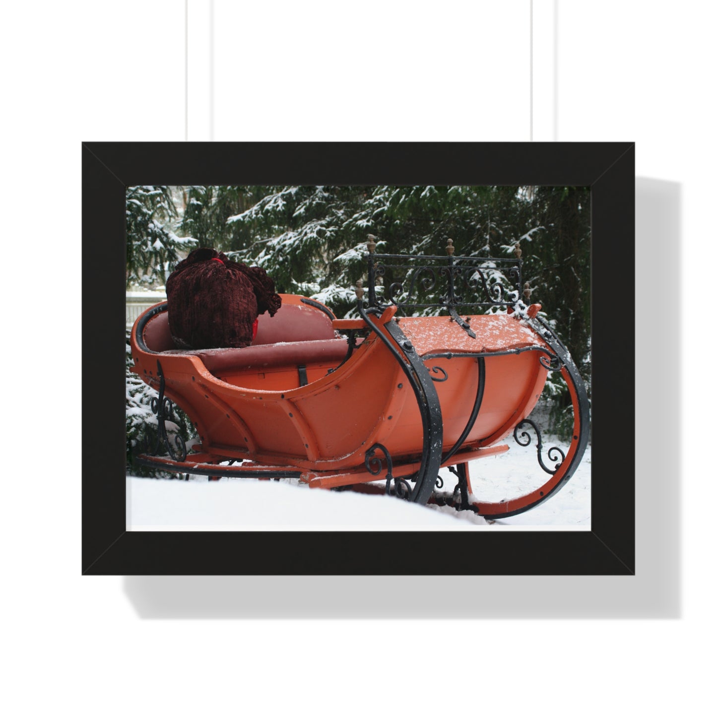 Santa Sleigh Christmas Wall Poster Art Santa's Sleigh Snowy Scene Mantle Art