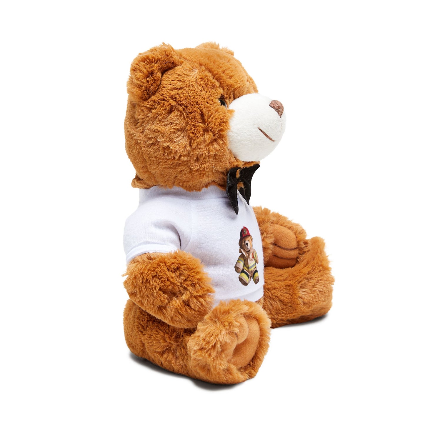 Plush Bear Bow Tie Teddy Bear Fireman on Shirt Kids Gift