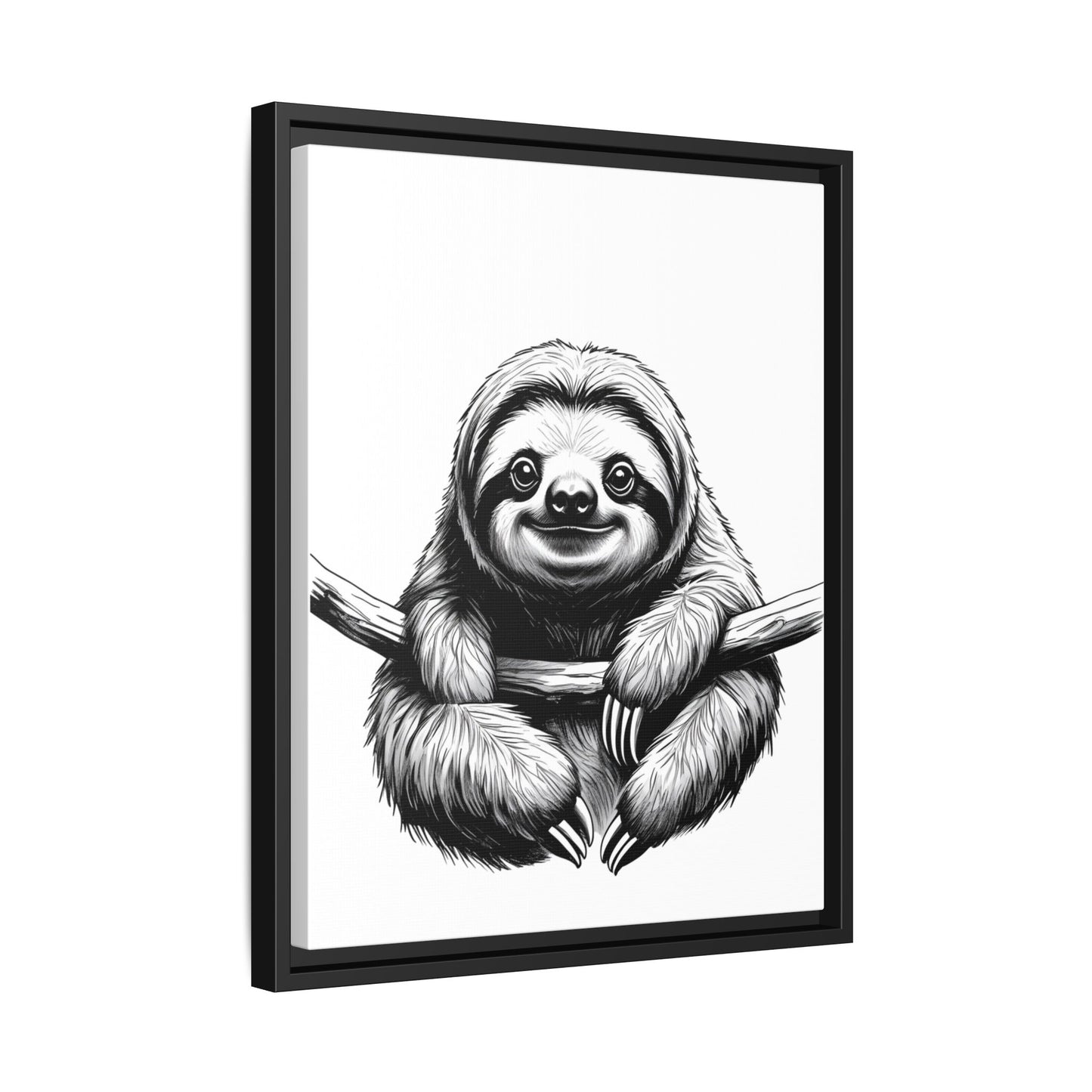 Adorable Sloth Hanging from Tree Branch Black & White Animal Wall Art, Cute Sloth Print, Jungle Theme Nursery Decor, Baby Shower Gift