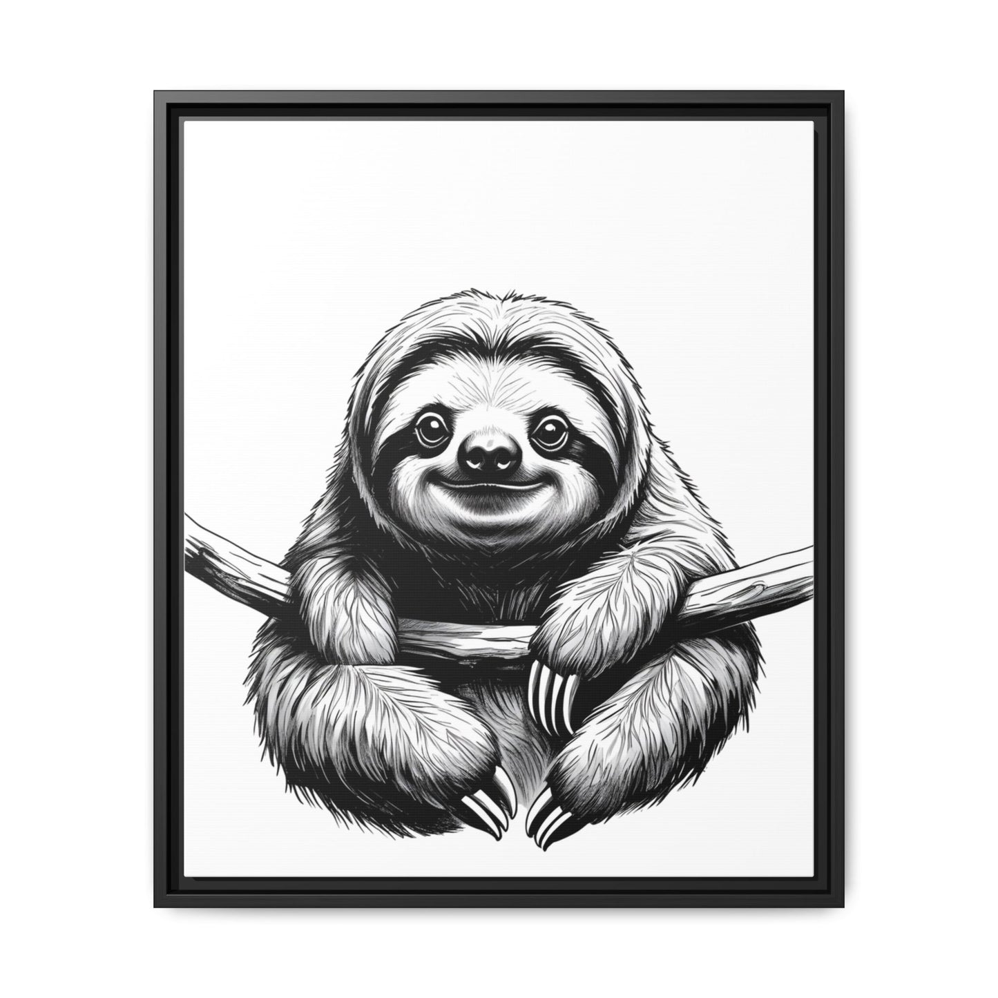 Adorable Sloth Hanging from Tree Branch Black & White Animal Wall Art, Cute Sloth Print, Jungle Theme Nursery Decor, Baby Shower Gift