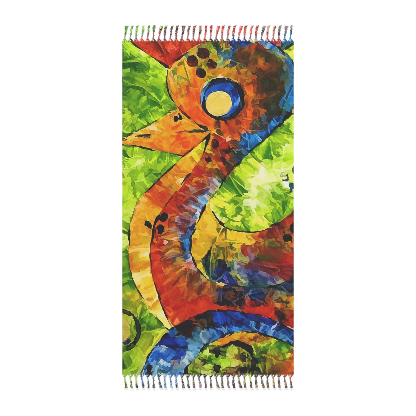 Boho Seahorse Beach Towel | Colorful Tropical Fringe Cloth | Coastal Summer Essential