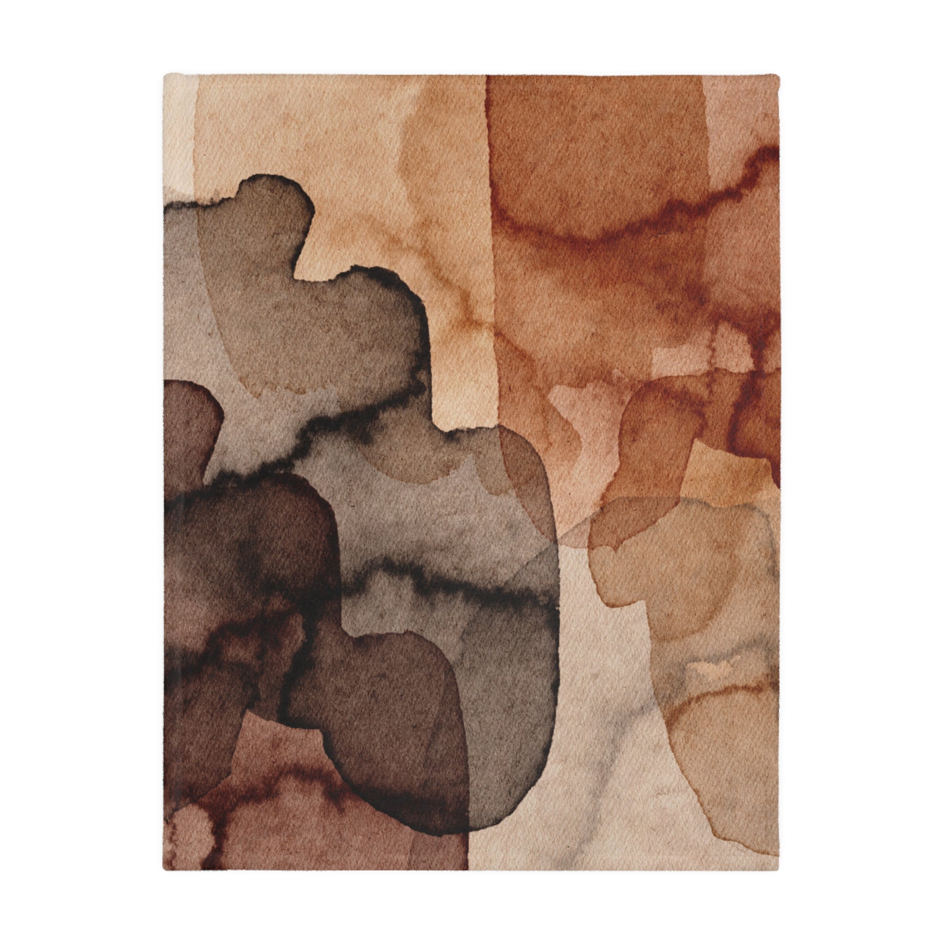 Abstract art piece with brown and beige colors on a white background