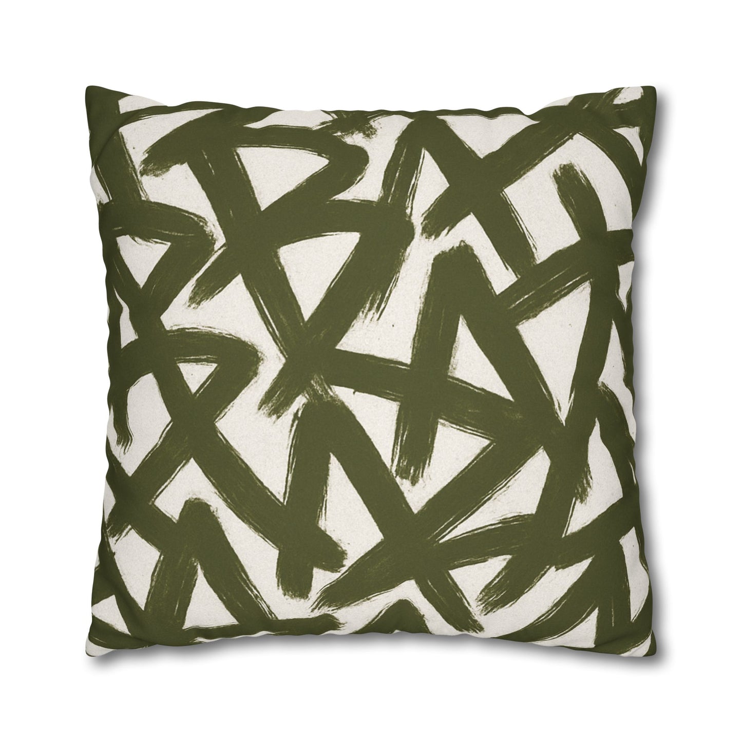 Throw Pillow Cover, Green Graffiti Brush Strokes Square Pillowcase Cover