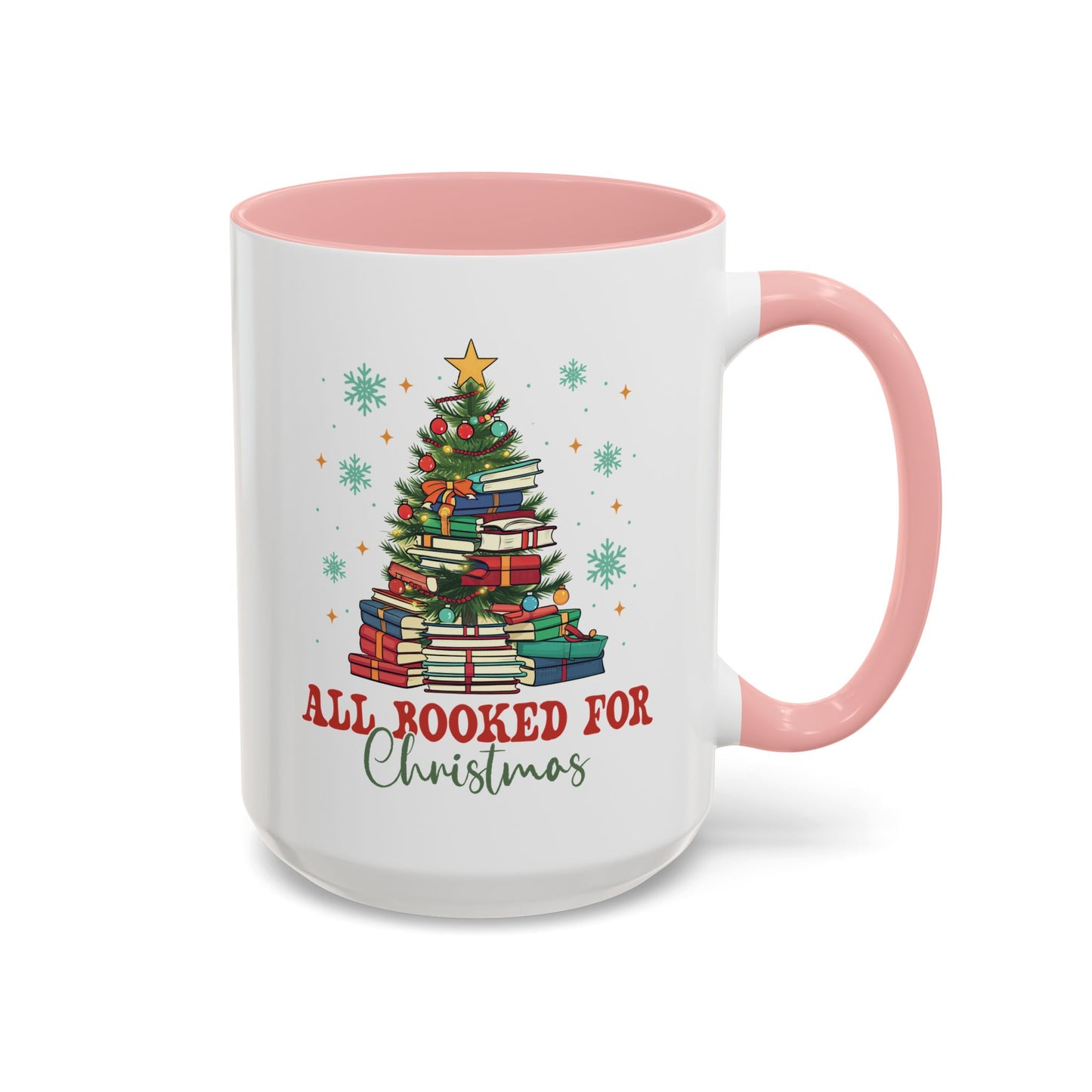 Christmas Booked Coffee Mug (11, 15oz) Holiday Book Lover Gift Festive Reading Mug Xmas Tree Teacher Gift