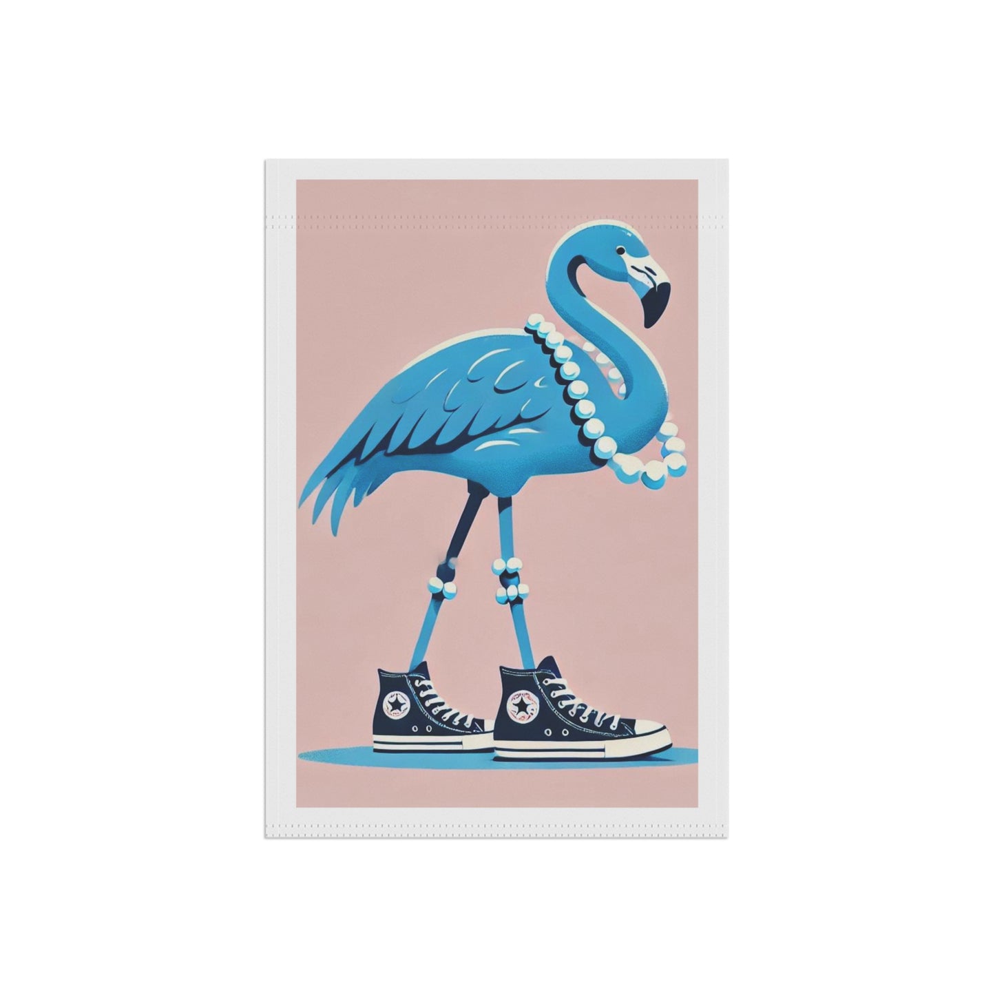 Blue Flamingo, Garden Flag, Pearls, High Top Sneakers