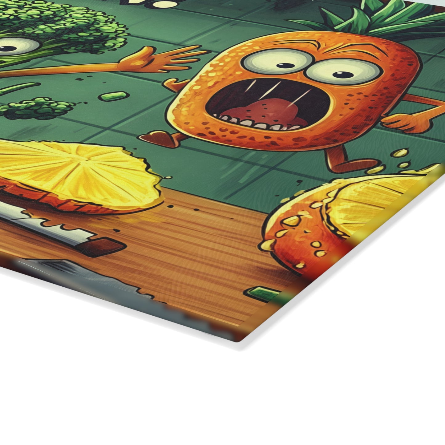 Funny Veggie Glass Cutting Board | Whimsical Kitchen Decor Gift