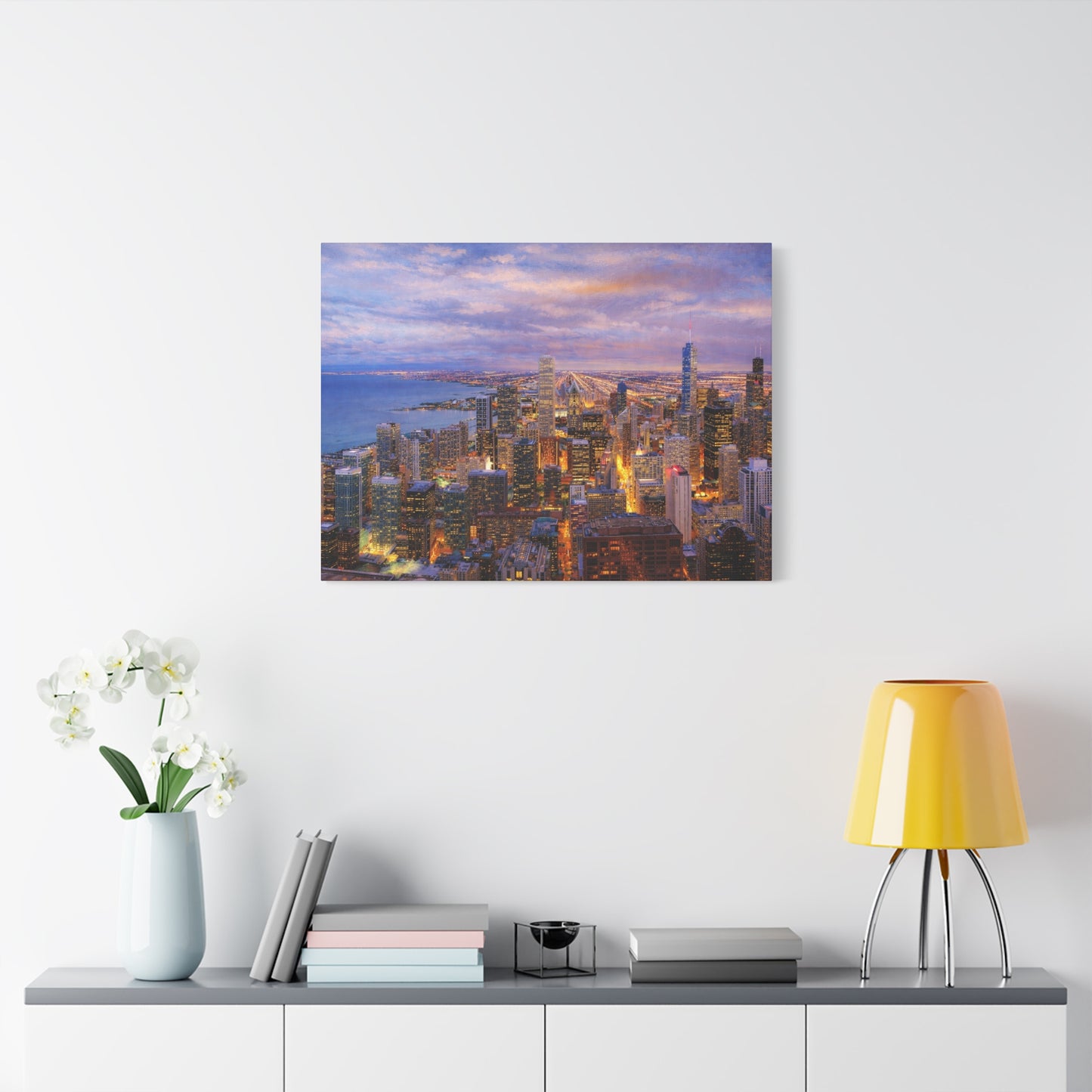 Chicago Skyline Canvas Wall Art – Sunset Cityscape Print, Downtown Chicago Decor, Urban Skyline Wall Decor