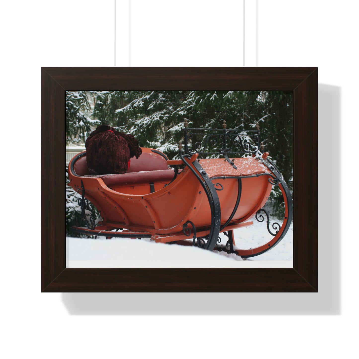 Santa Sleigh Christmas Wall Poster Art Santa's Sleigh Snowy Scene Mantle Art