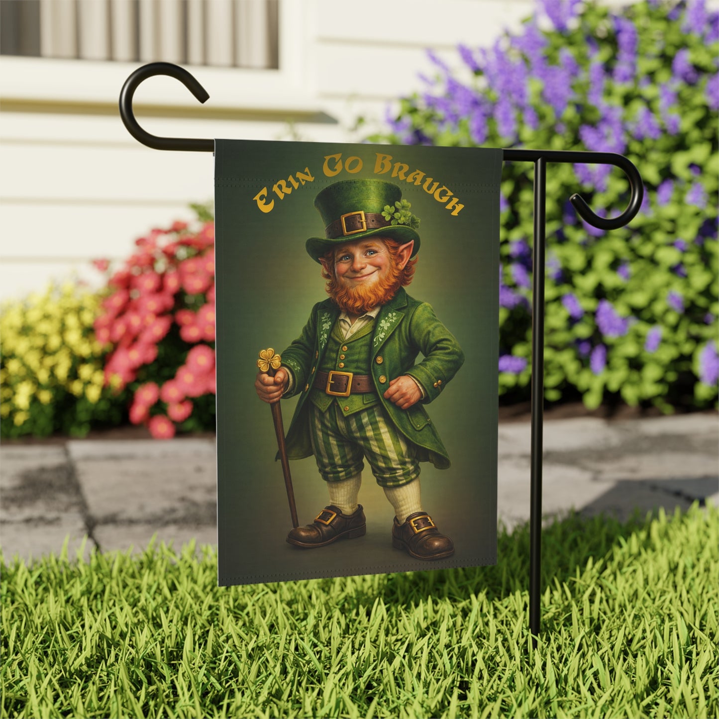 Erin Go Bragh Leprechaun Garden Flag | St Patrick’s Day Outdoor Yard Decor | Irish Shamrock Flag