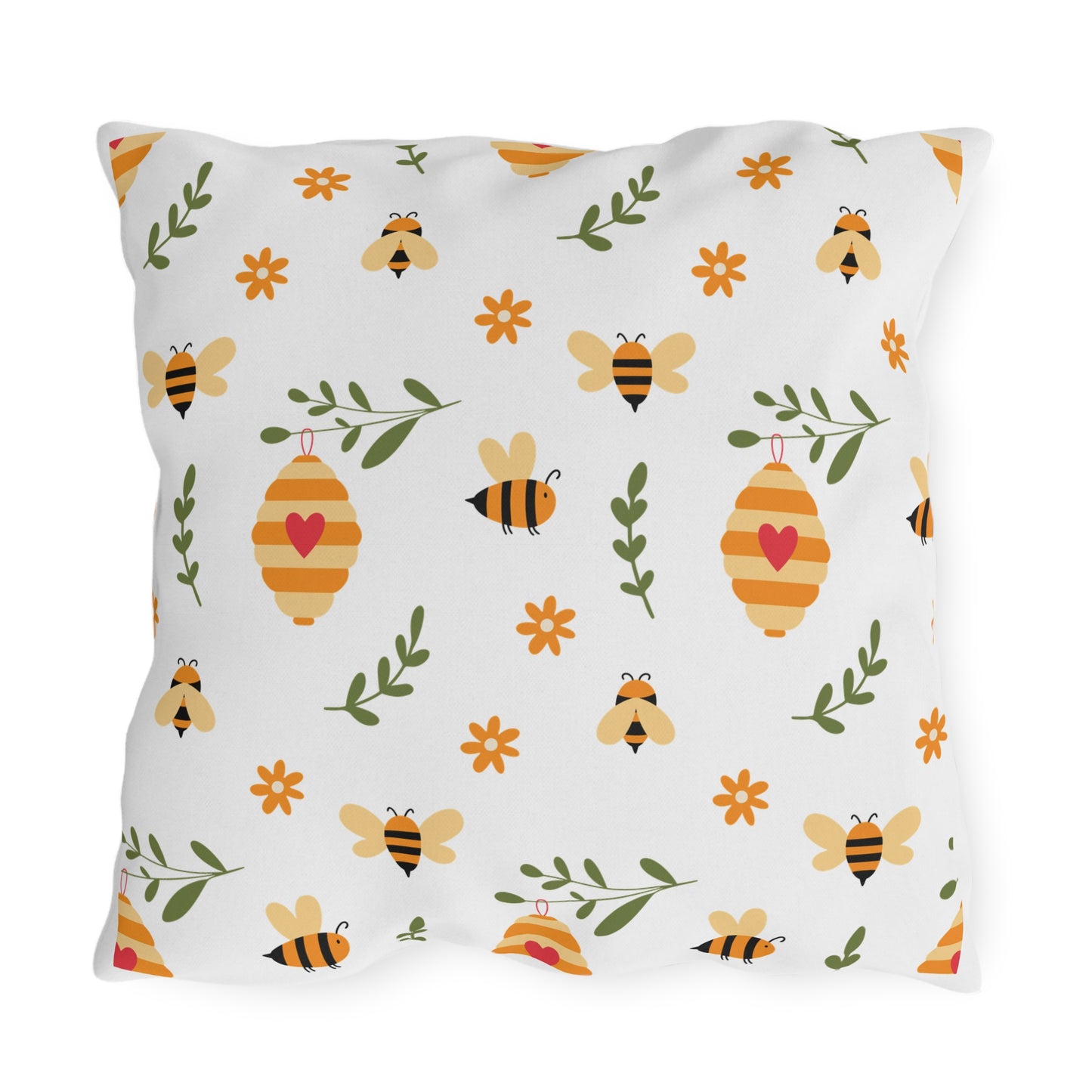 Bee Garden Outdoor Pillow | Beehive Cottage Chic Decor Cushion