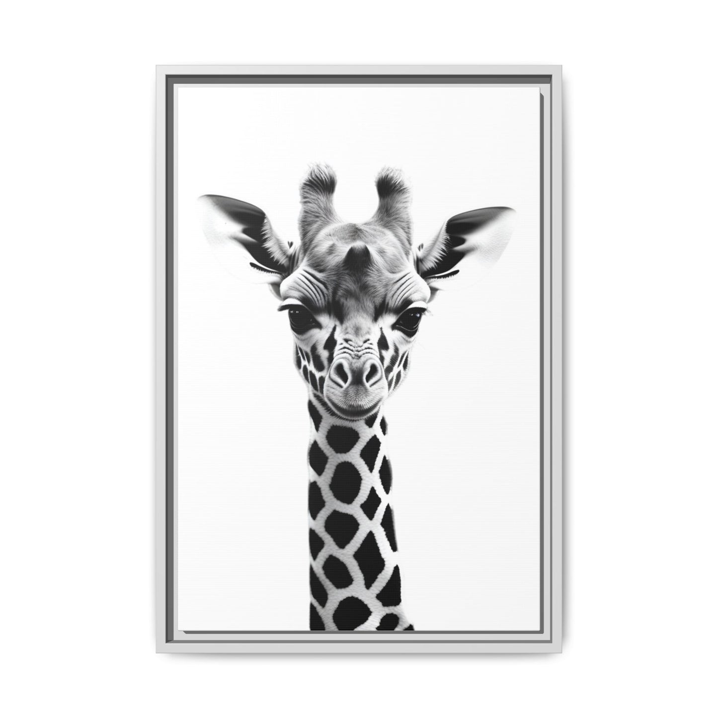Baby Giraffe Wall Art Black & White Wildlife Photography Print, Cute Giraffe Lover Gift