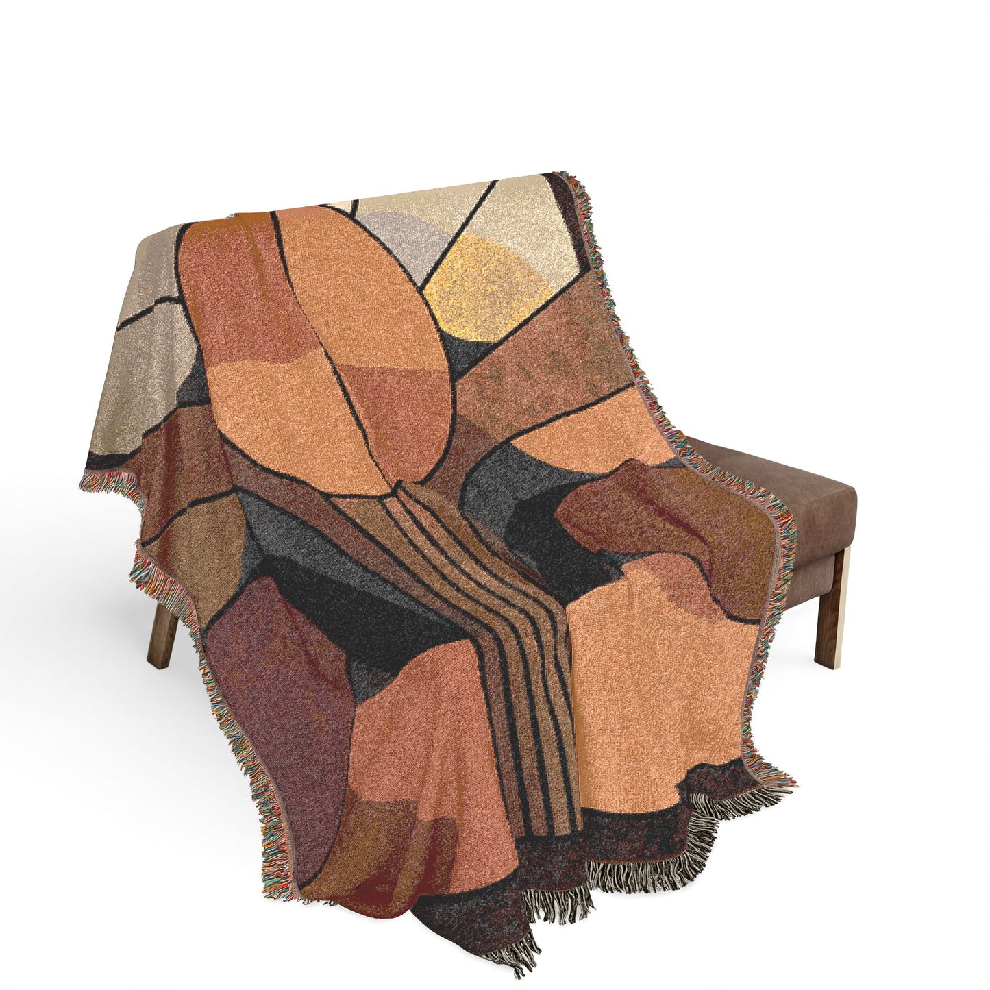 Retro Abstract Woven Blanket | Mid-Century Modern Geometric Boho Decor
