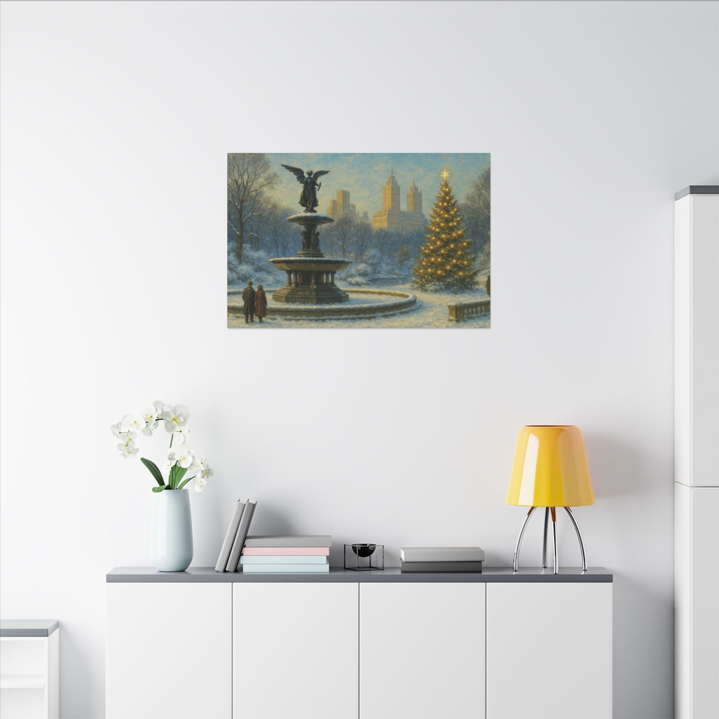 Vintage Christmas's Canvas, Bethesda Terrace Christmas Canvas Print, Central Park NYC  Art