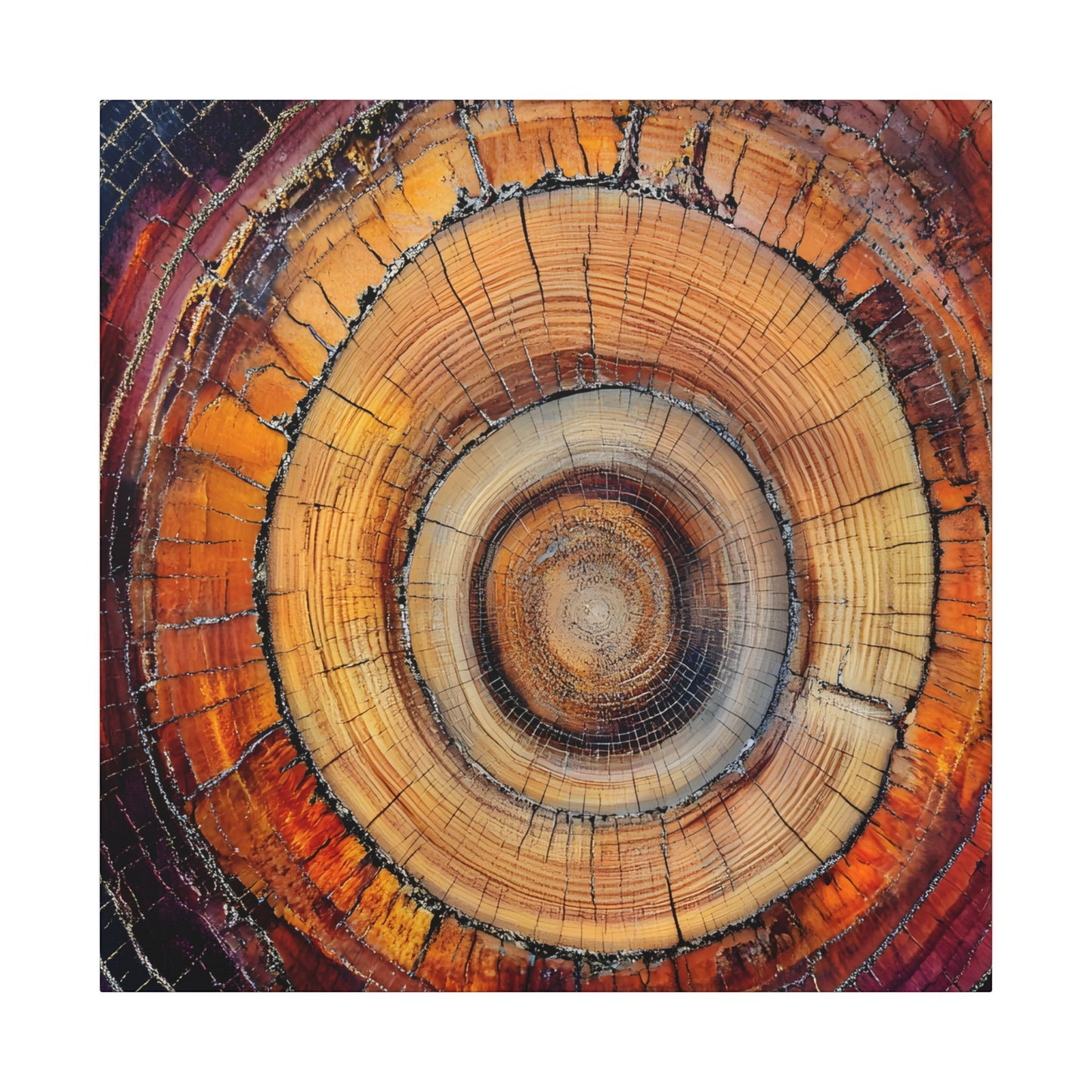 Close-up of a tree trunk with concentric circular patterns
