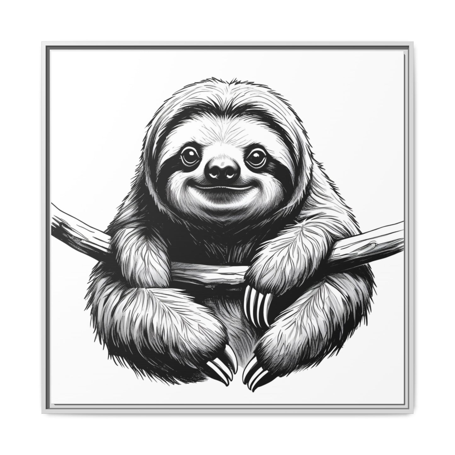 Adorable Sloth Hanging from Tree Branch Black & White Animal Wall Art, Cute Sloth Print, Jungle Theme Nursery Decor, Baby Shower Gift