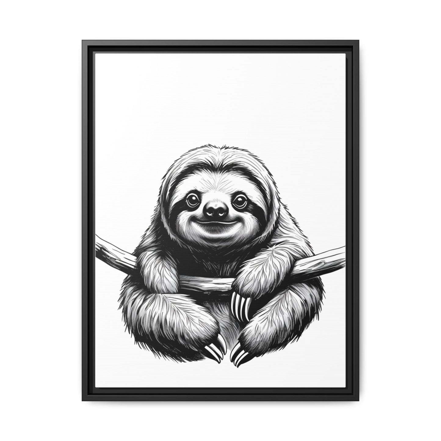 Adorable Sloth Hanging from Tree Branch Black & White Animal Wall Art, Cute Sloth Print, Jungle Theme Nursery Decor, Baby Shower Gift