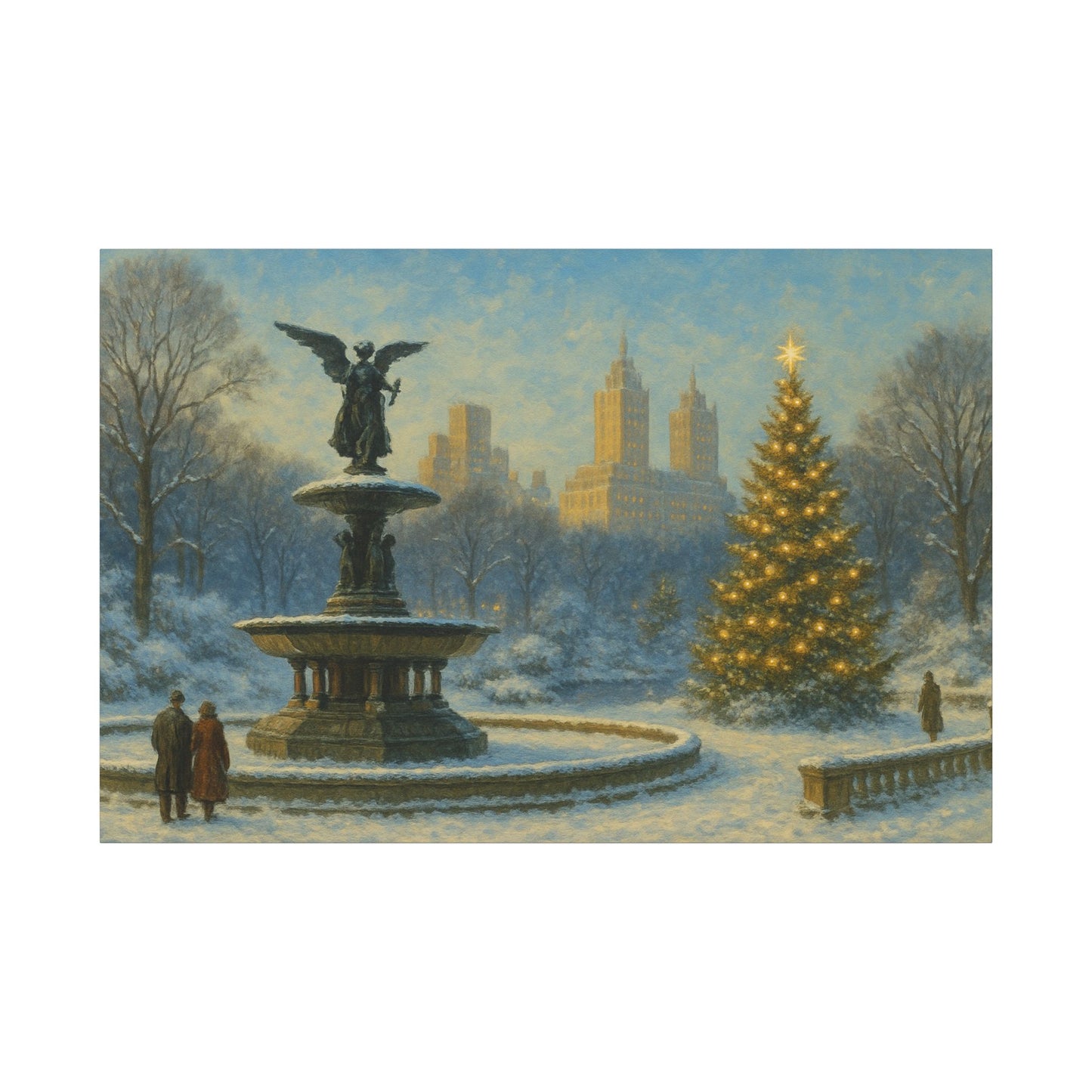 Vintage Christmas's Canvas, Bethesda Terrace Christmas Canvas Print, Central Park NYC  Art