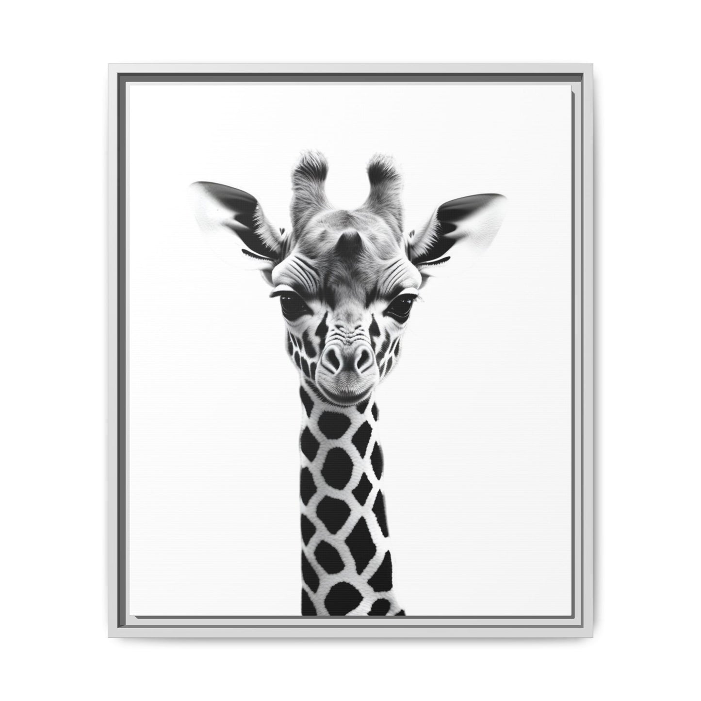 Baby Giraffe Wall Art Black & White Wildlife Photography Print, Cute Giraffe Lover Gift