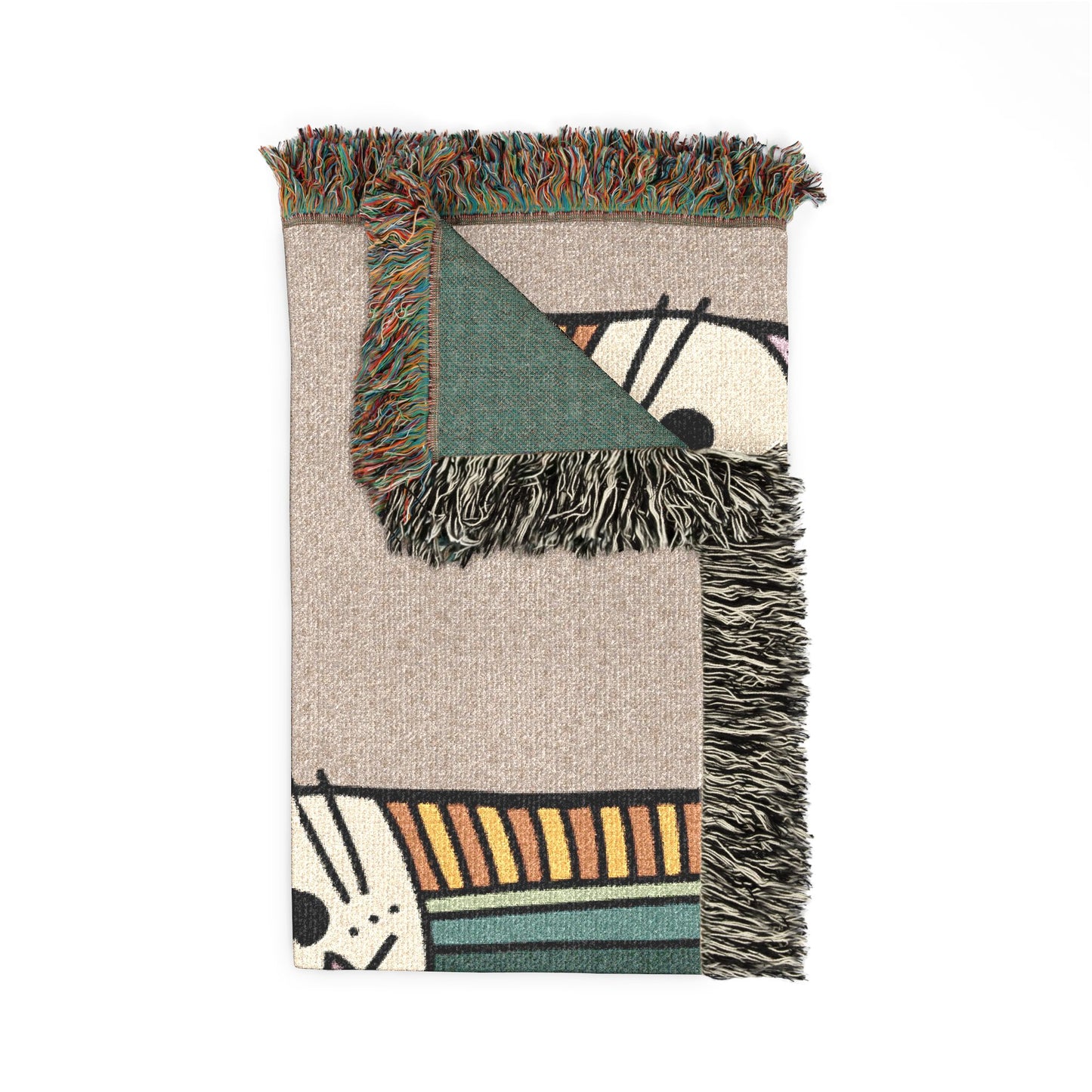 Modern Colorful Cat Woven Blanket – Whimsical Boho Throw for Cat Lovers