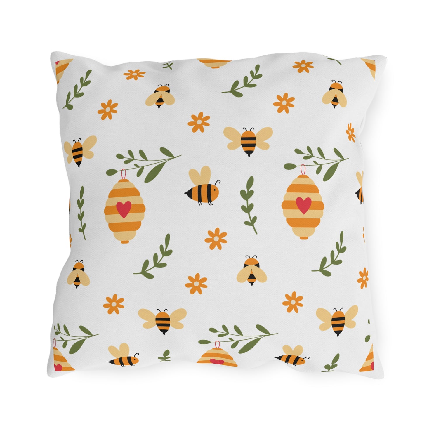 Bee Garden Outdoor Pillow | Beehive Cottage Chic Decor Cushion