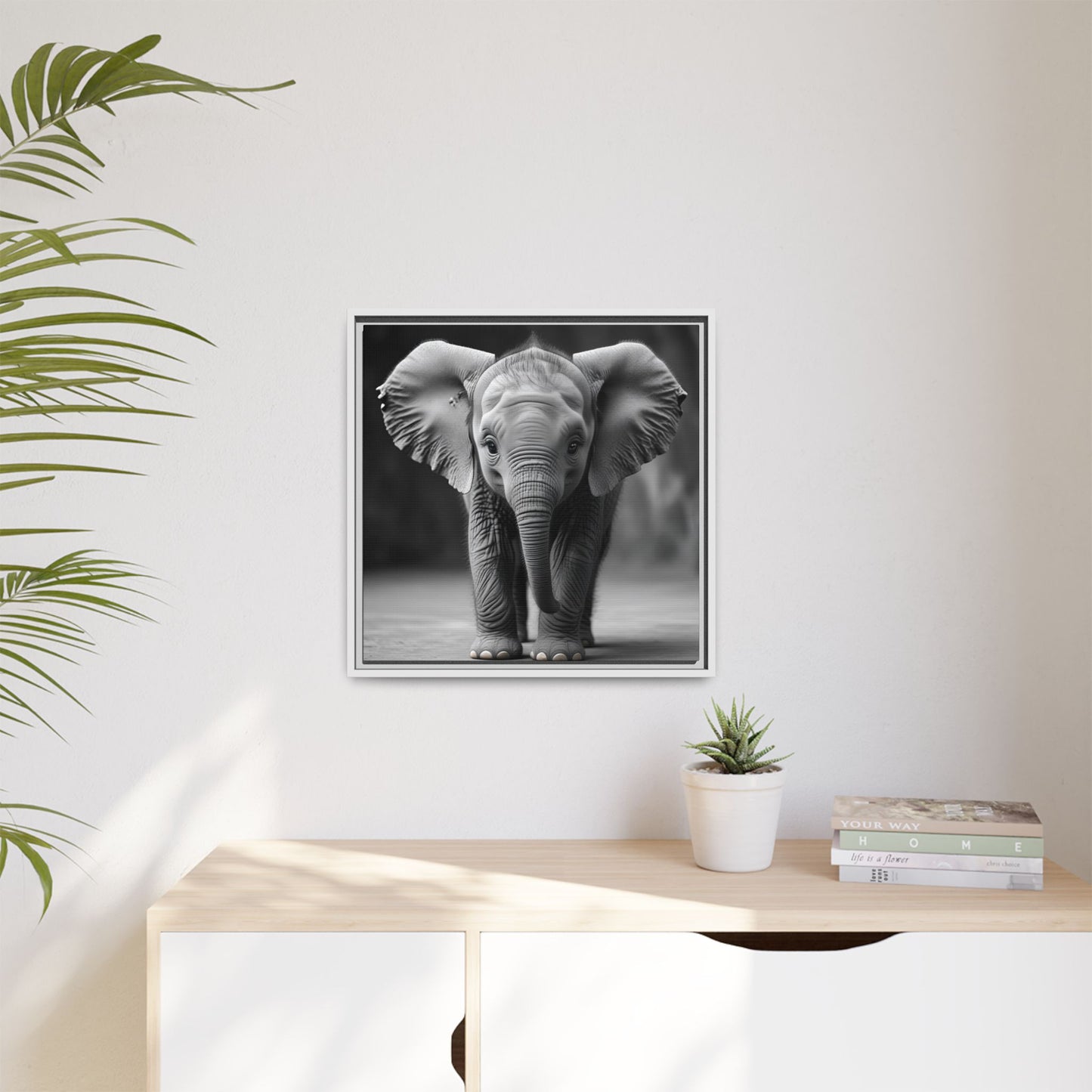 Adorable Baby Elephant Wall Art Black & White Wildlife Photography Print, Cute Safari Animal Home Decor, Elephant Lover Gift