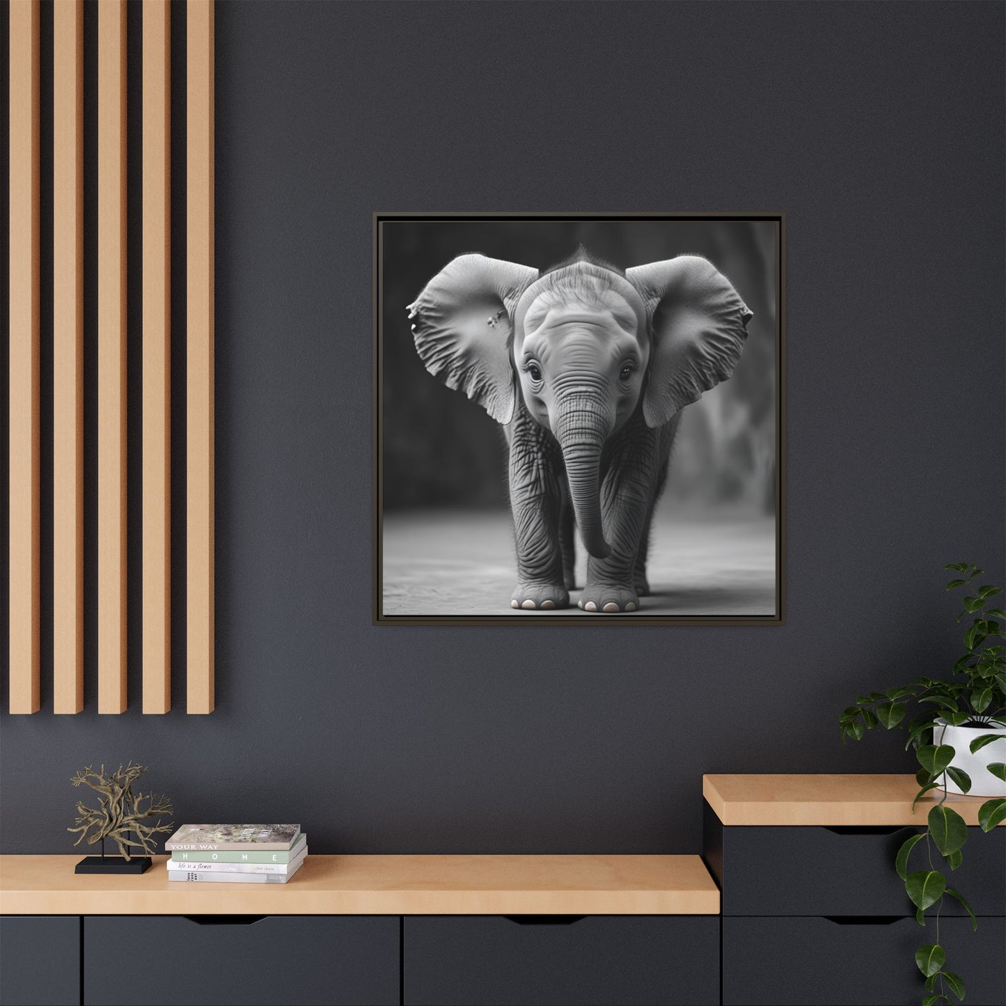 Adorable Baby Elephant Wall Art Black & White Wildlife Photography Print, Cute Safari Animal Home Decor, Elephant Lover Gift