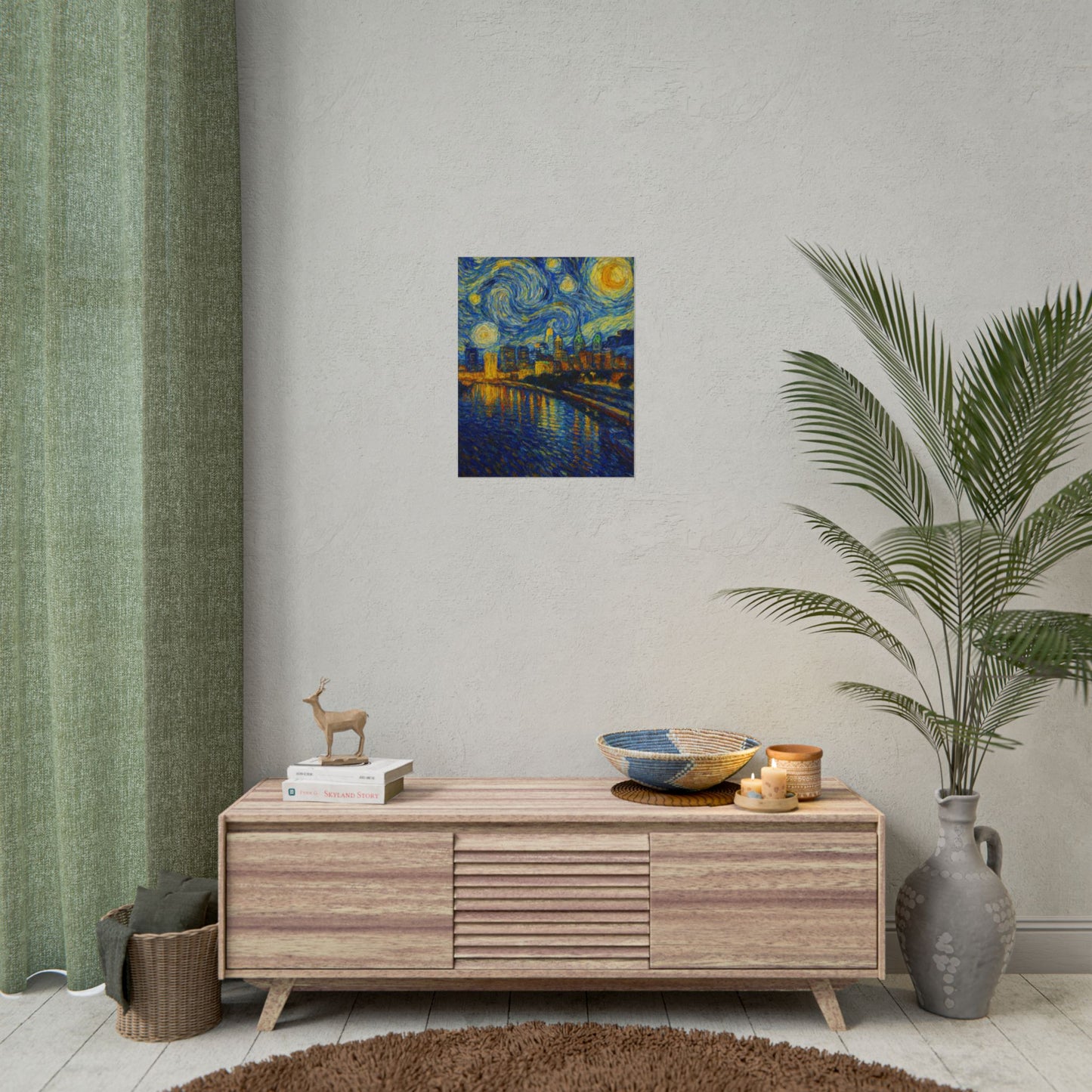 Philadelphia Starry Night City Skyline Rolled Poster | Van Gogh Style Print